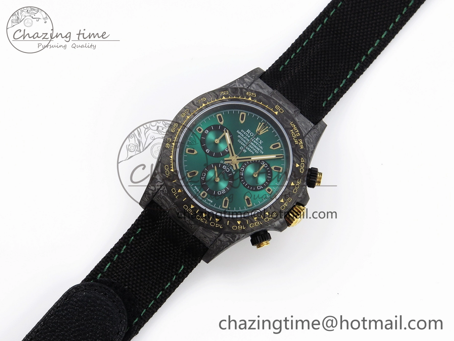 Comfortable Daytona DIW Carbon YG Case and Bezel DIWF Edition Green Dial on Black Nylon Strap A 1883