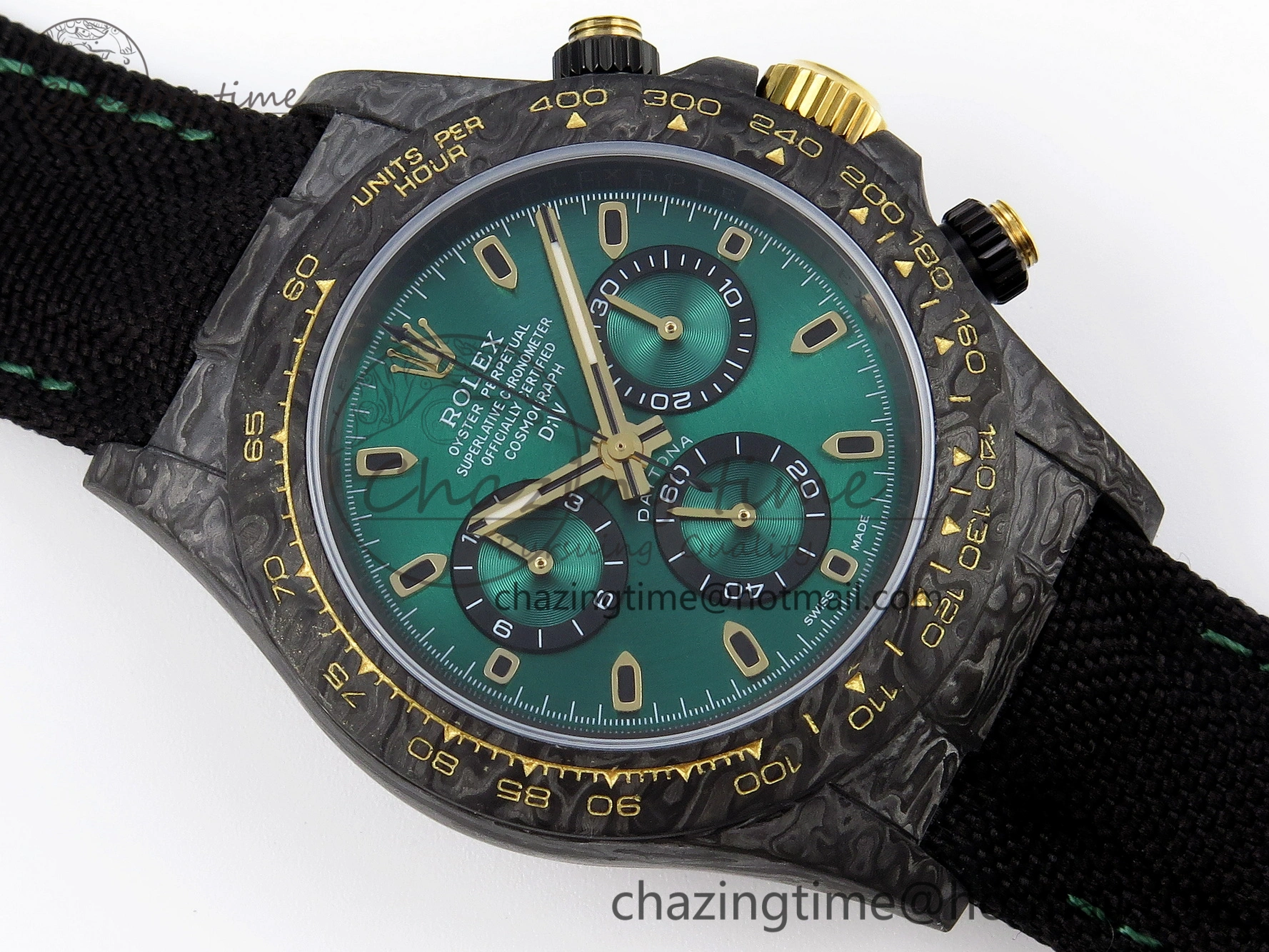 Comfortable Daytona DIW Carbon YG Case and Bezel DIWF Edition Green Dial on Black Nylon Strap A 1883