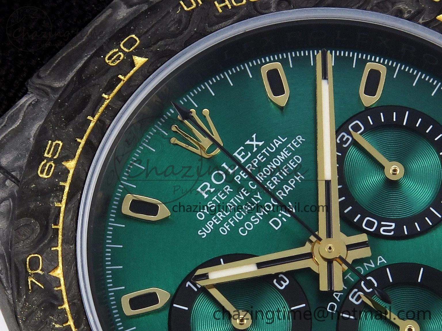 Comfortable Daytona DIW Carbon YG Case and Bezel DIWF Edition Green Dial on Black Nylon Strap A 1883