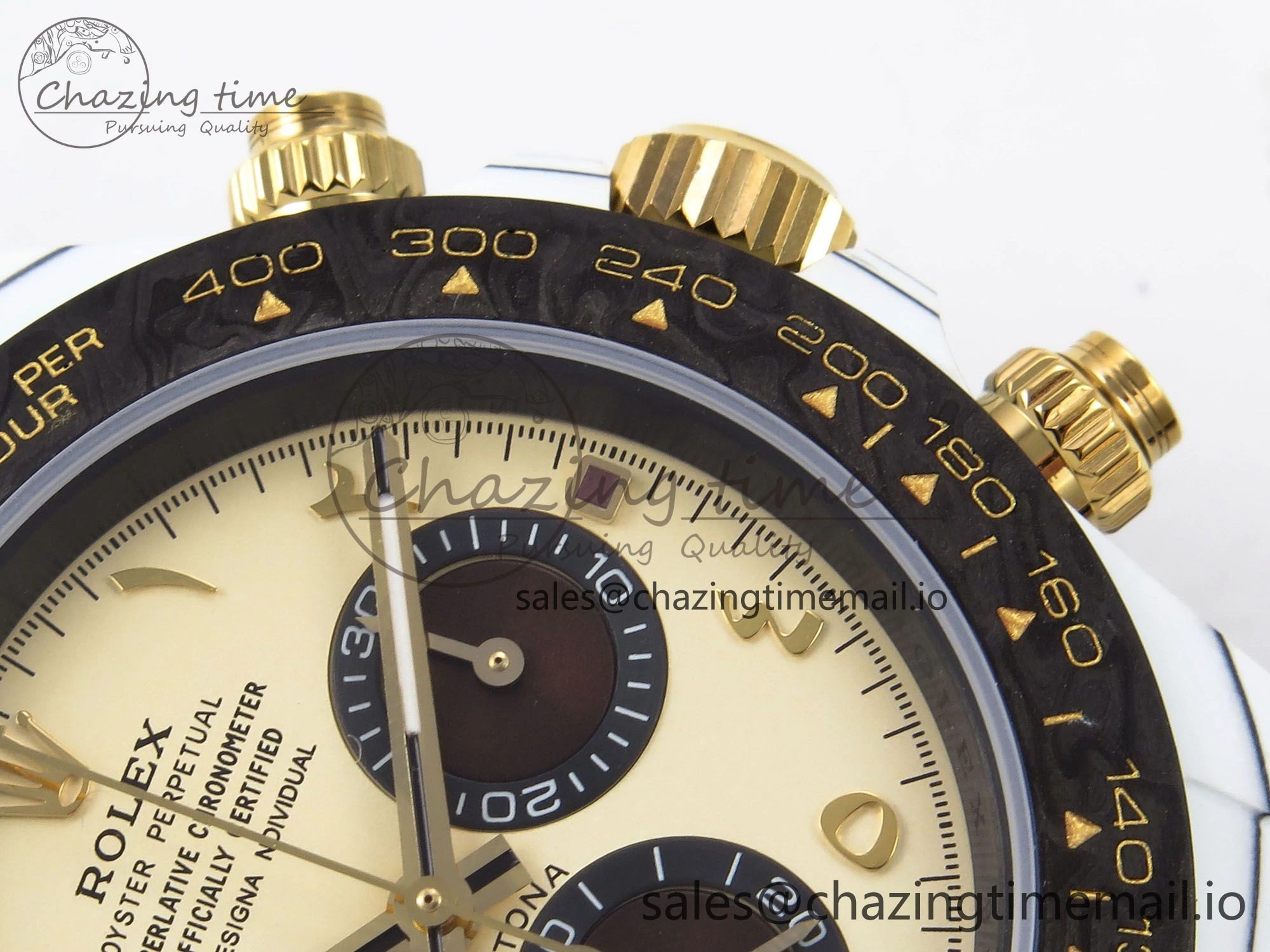 Daytona DIW “DESERT EAGLE”  White Carbon DIWF 1:1 Best Edition Cream Brown Dial on Brown Nylon Strap SH SportInspired 1074