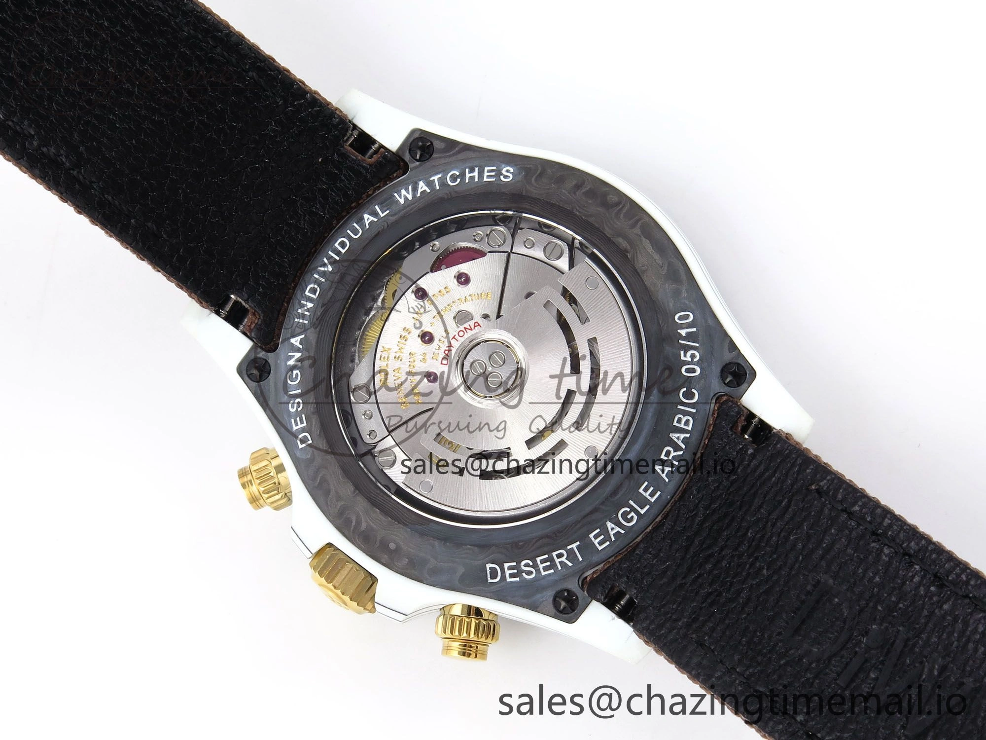 Daytona DIW “DESERT EAGLE”  White Carbon DIWF 1:1 Best Edition Cream Brown Dial on Brown Nylon Strap SH SportInspired 1074