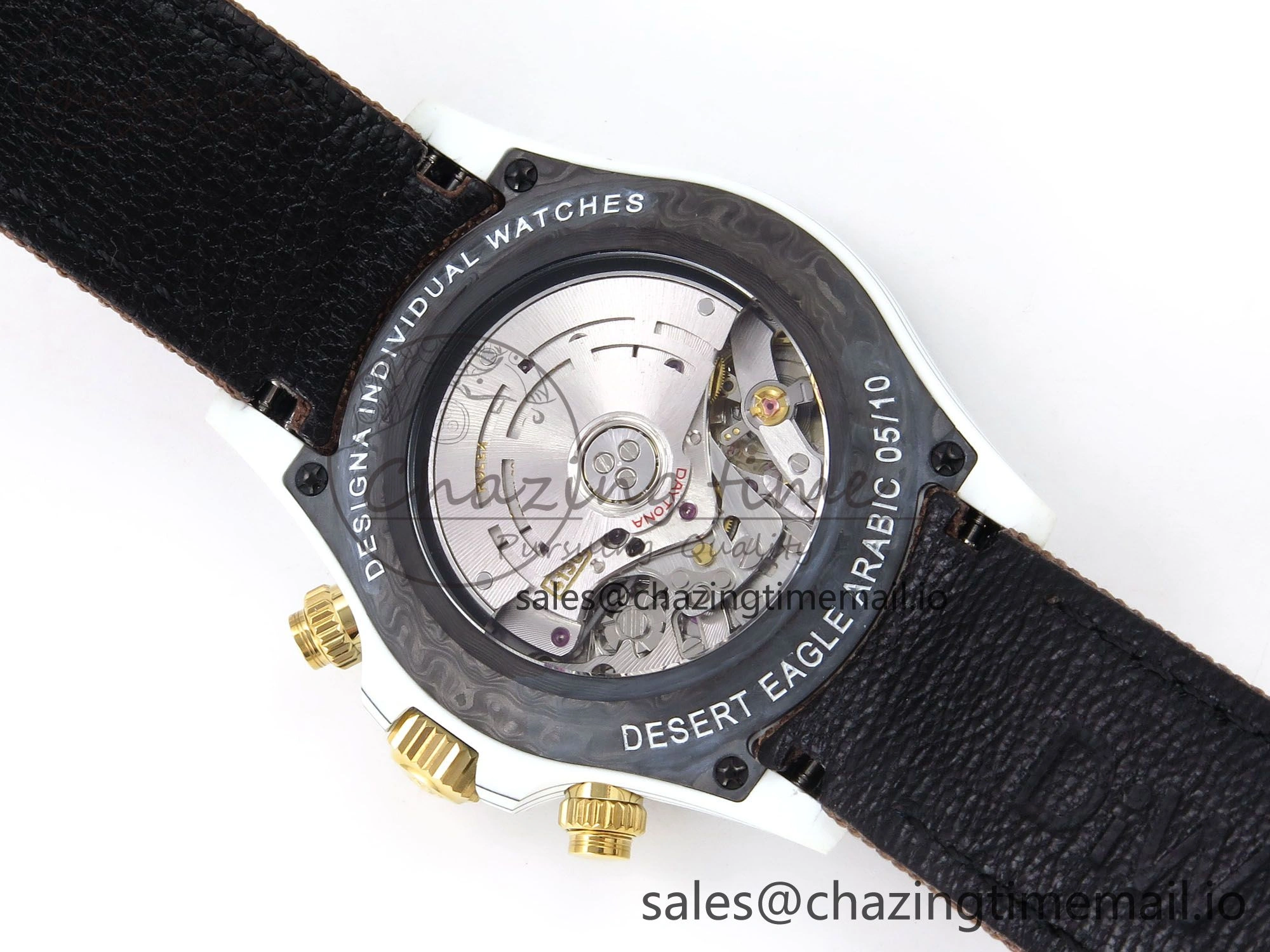 Daytona DIW “DESERT EAGLE”  White Carbon DIWF 1:1 Best Edition Cream Brown Dial on Brown Nylon Strap SH SportInspired 1074