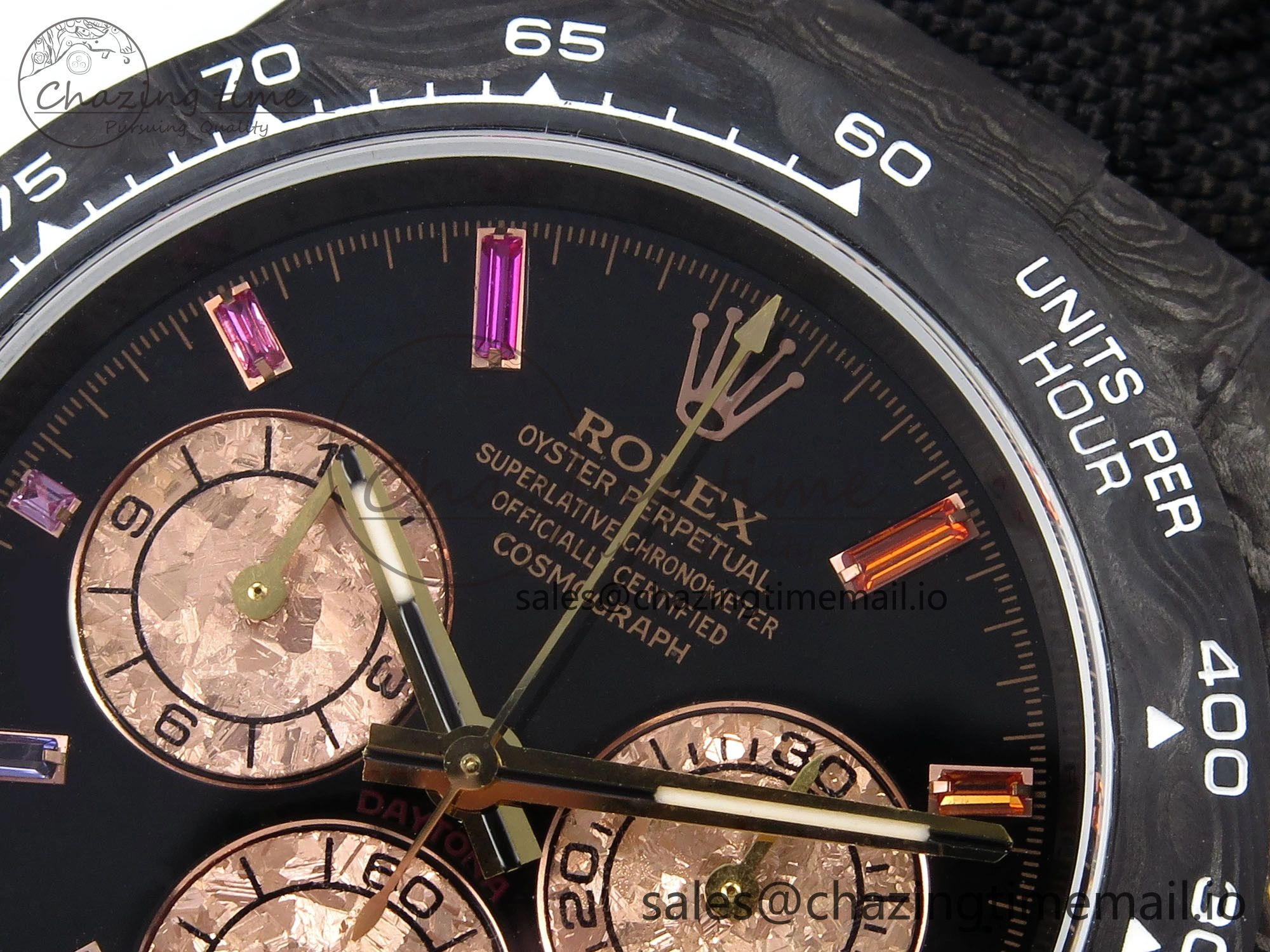 Daytona DIW Gray Carbon N6F Best Edition Black RG Rainbow Dial on Black Nylon Strap SA Sleek 1187