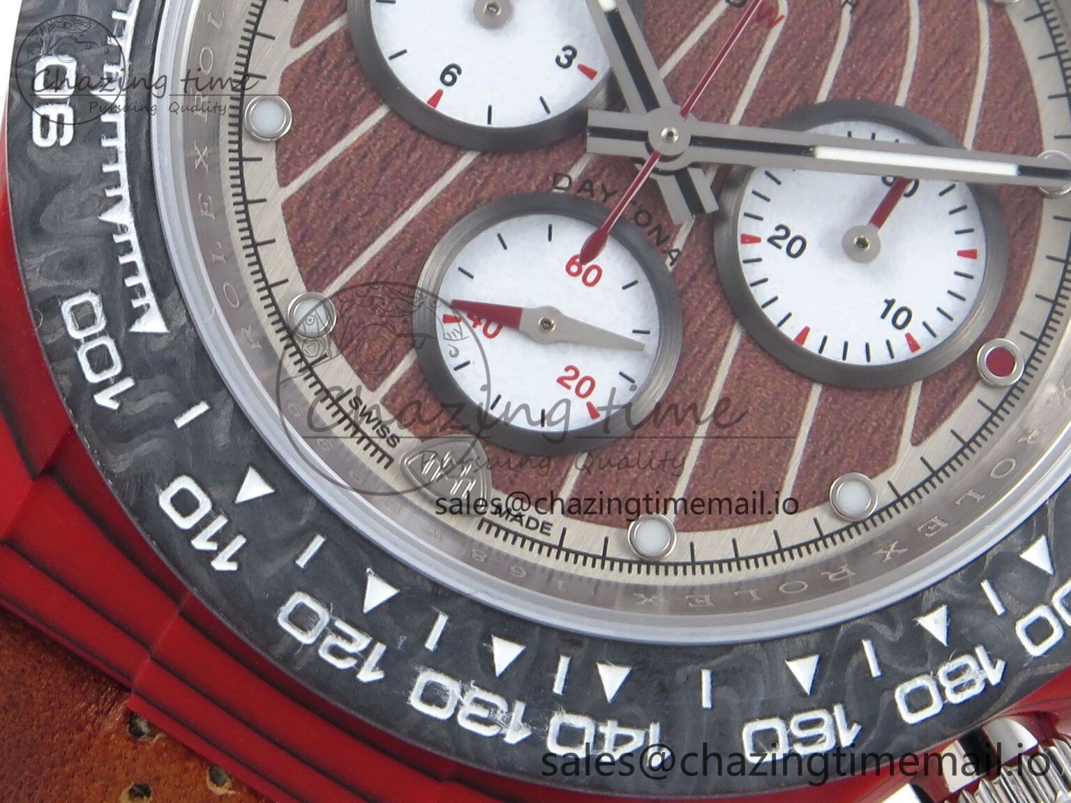 Daytona DIW Red Carbon DIWF Best Edition Brown White Dial on Brown Leather Strap DD Snug 459