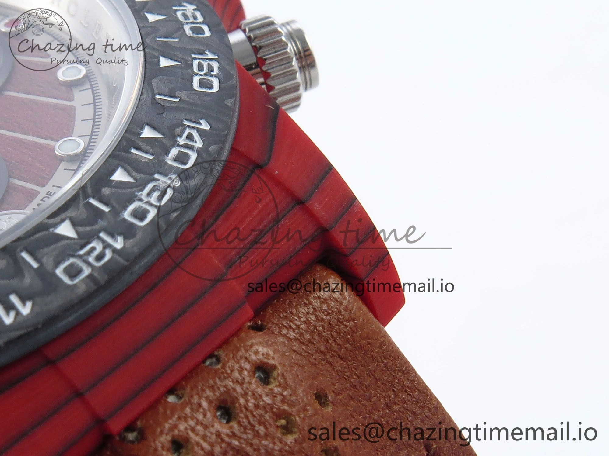 Daytona DIW Red Carbon DIWF Best Edition Brown White Dial on Brown Leather Strap DD Snug 459