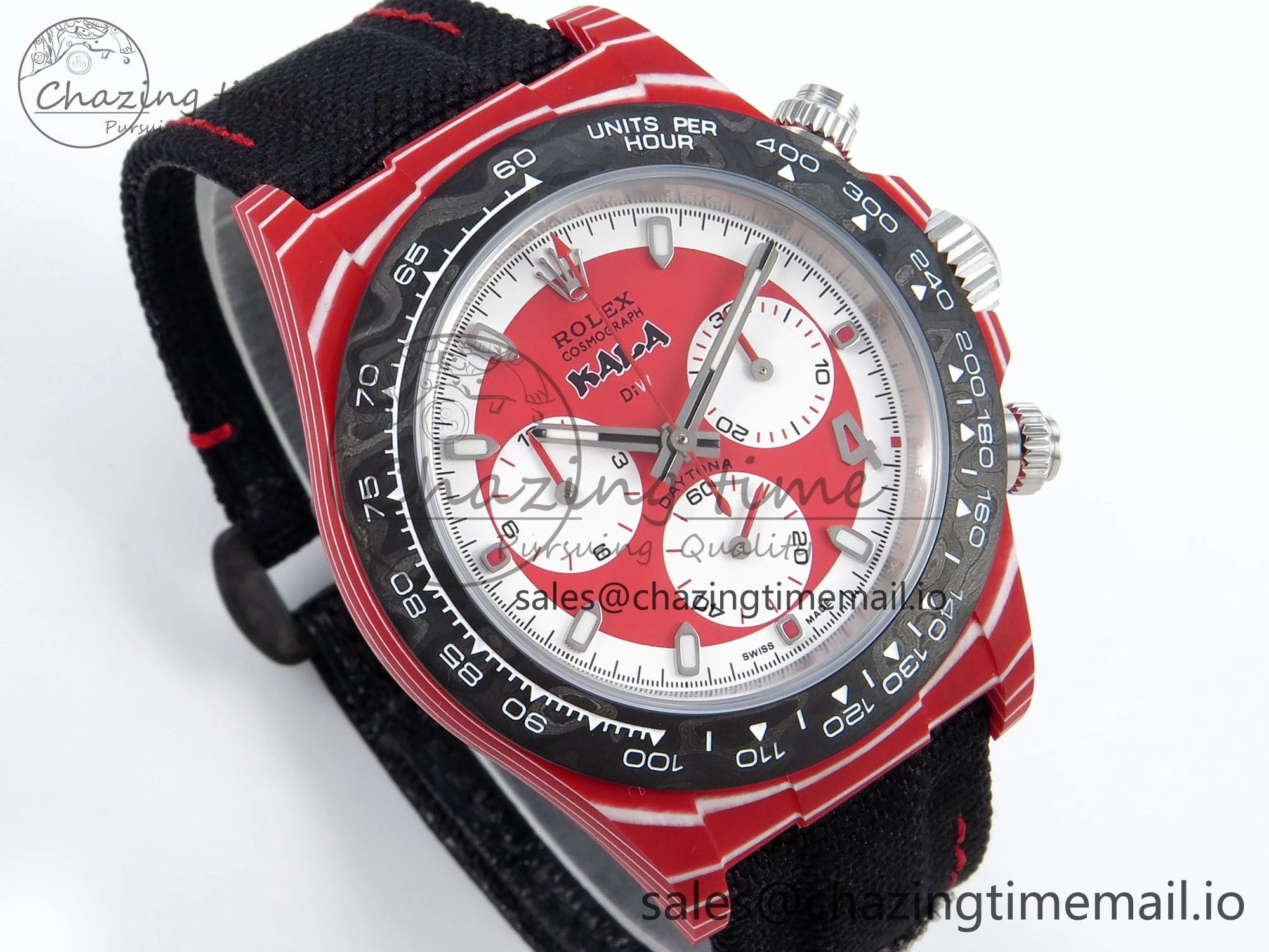 Daytona DIW Red Carbon KALA DIWF Best Edition Red White Dial on Black Nylon Strap SH Bold 744