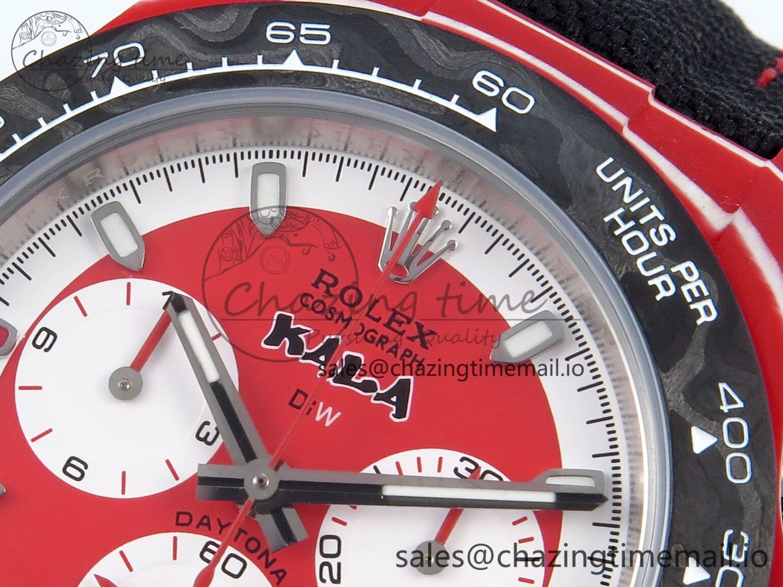 Daytona DIW Red Carbon KALA DIWF Best Edition Red White Dial on Black Nylon Strap SH Bold 744