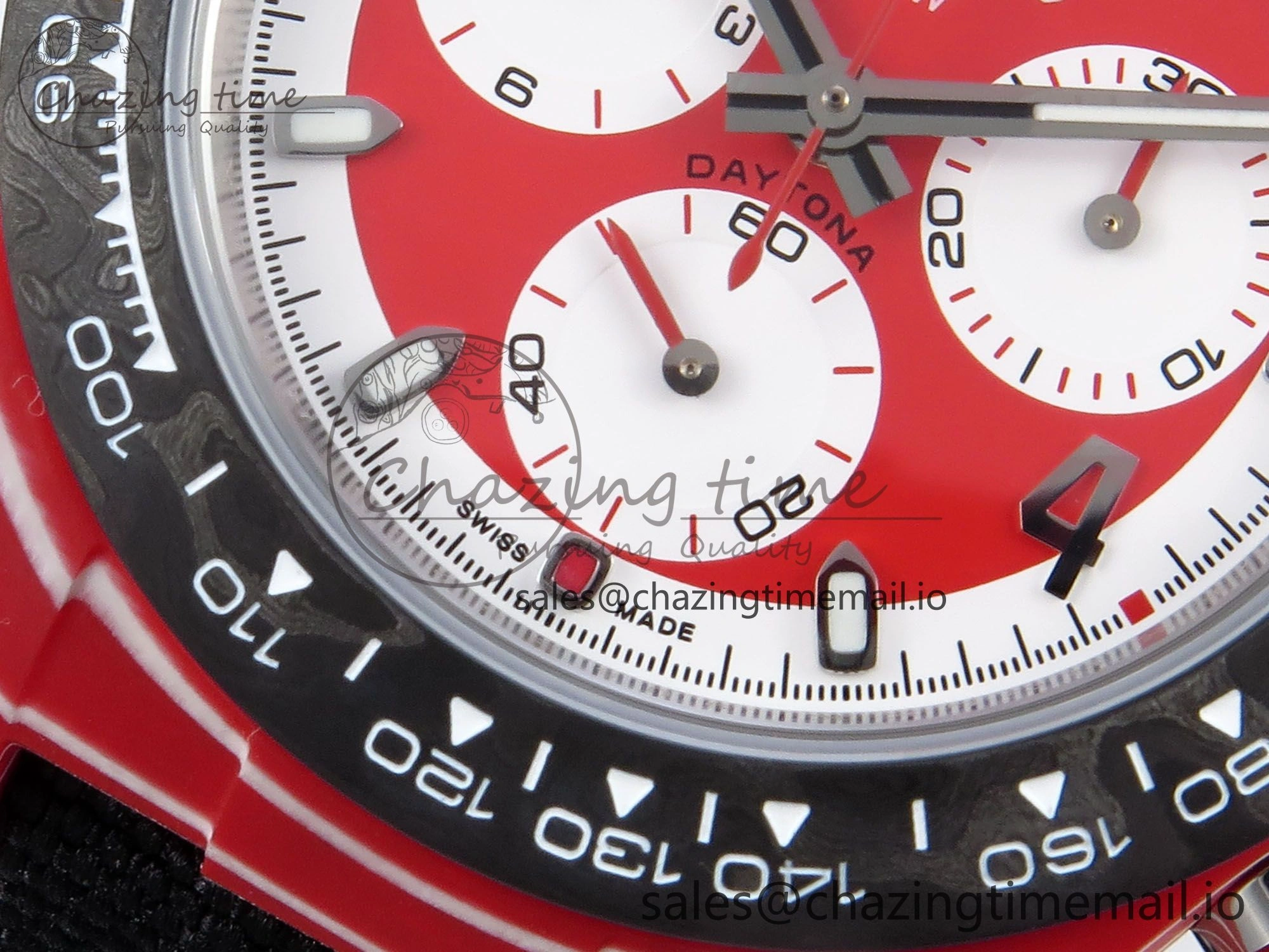 Daytona DIW Red Carbon KALA DIWF Best Edition Red White Dial on Black Nylon Strap SH Bold 744