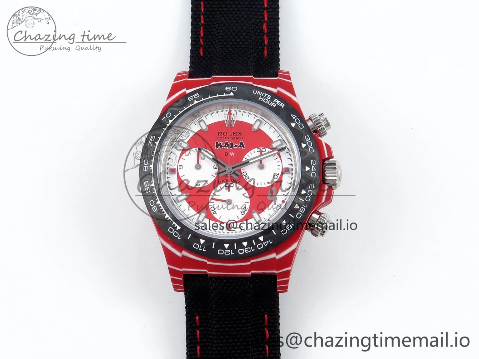 Daytona DIW Red Carbon KALA DIWF Best Edition Red White Dial on Black Nylon Strap SH Bold 744
