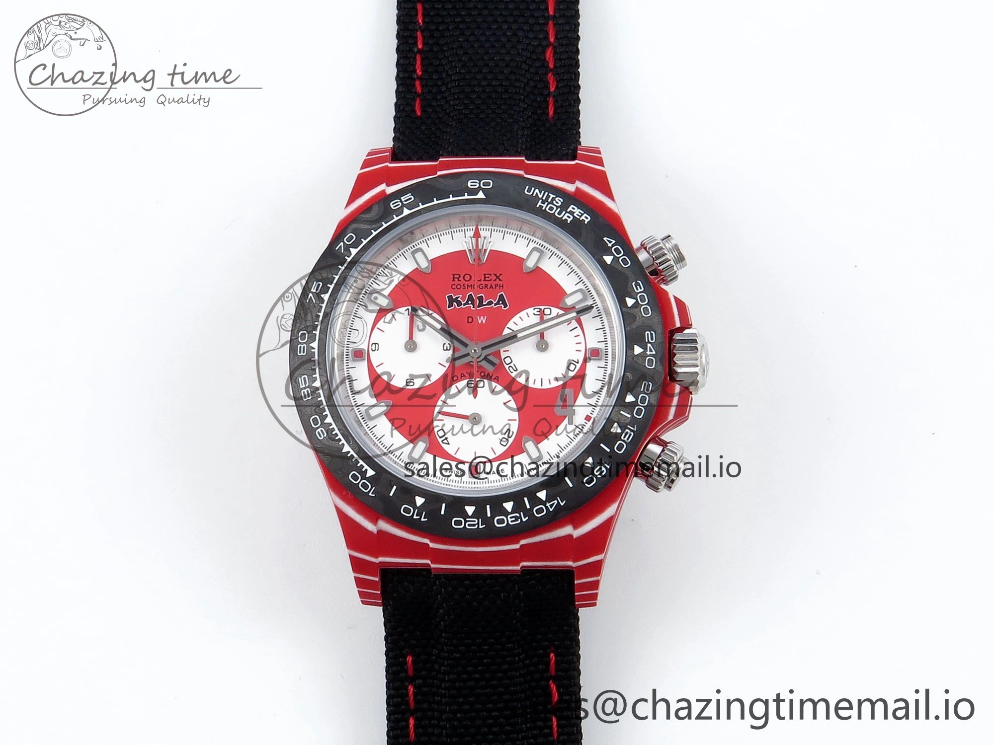 Daytona DIW Red Carbon KALA DIWF Best Edition Red White Dial on Black Nylon Strap SH Bold 744