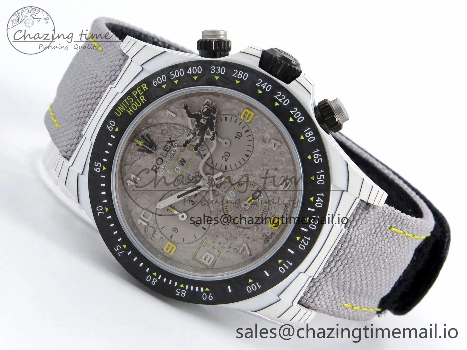 BestValue Daytona DIW Space Mission Gray Textured Dial on Gray Nylon Strap A4130 Clone 1279