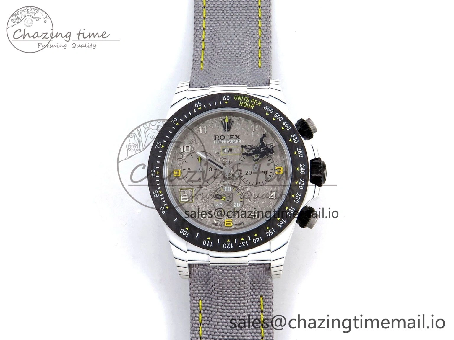 BestValue Daytona DIW Space Mission Gray Textured Dial on Gray Nylon Strap A4130 Clone 1279