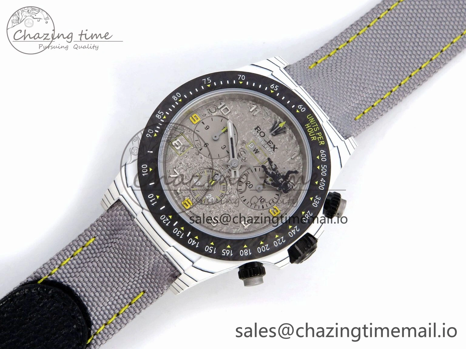 BestValue Daytona DIW Space Mission Gray Textured Dial on Gray Nylon Strap A4130 Clone 1279