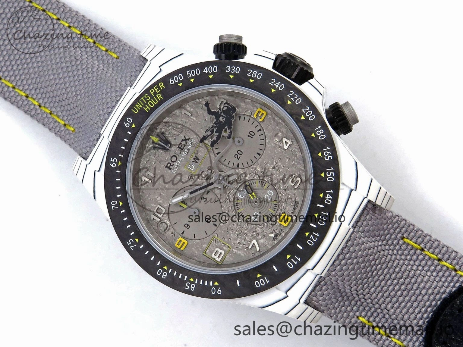 BestValue Daytona DIW Space Mission Gray Textured Dial on Gray Nylon Strap A4130 Clone 1279