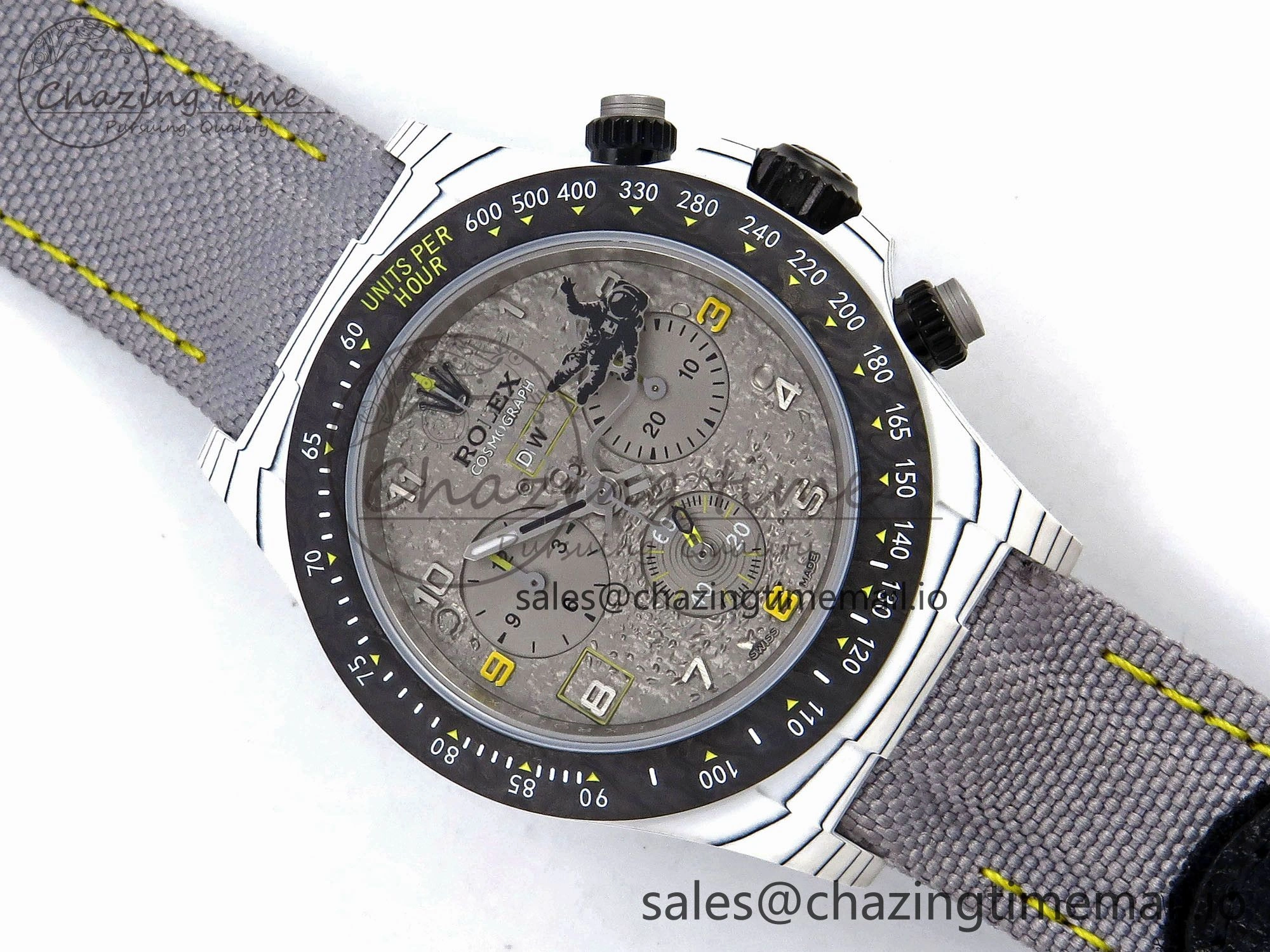 BestValue Daytona DIW Space Mission Gray Textured Dial on Gray Nylon Strap A4130 Clone 1279