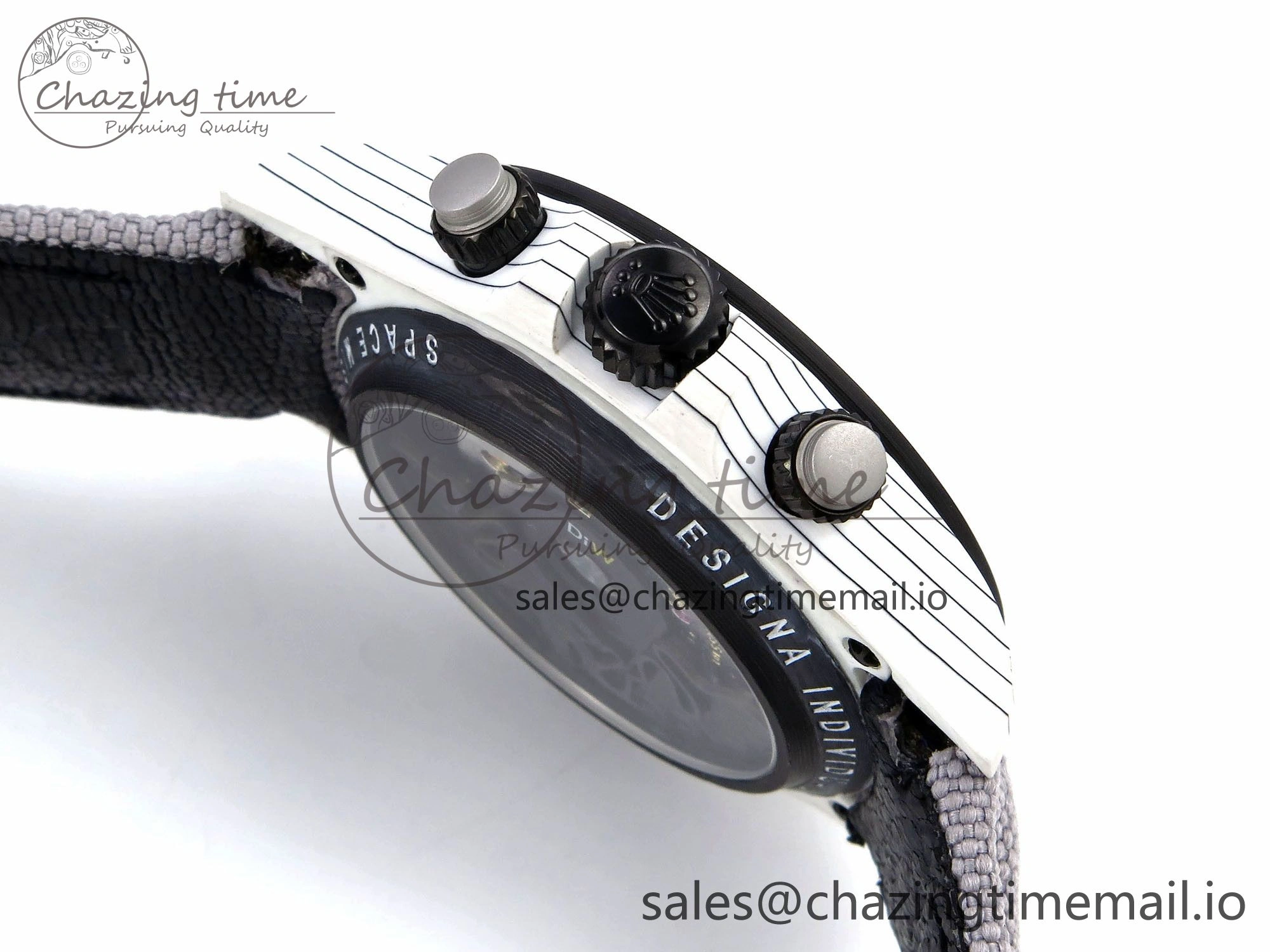 BestValue Daytona DIW Space Mission Gray Textured Dial on Gray Nylon Strap A4130 Clone 1279