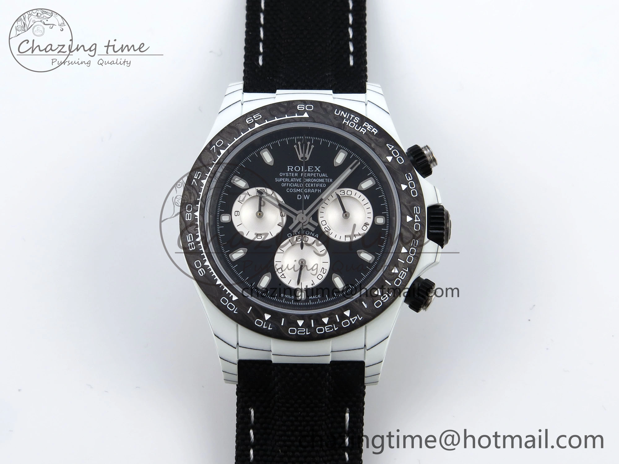 Daytona DIW White Carbon Case DIWF Edition Black White Dial on Black Nylon Strap A Seasonal 1843