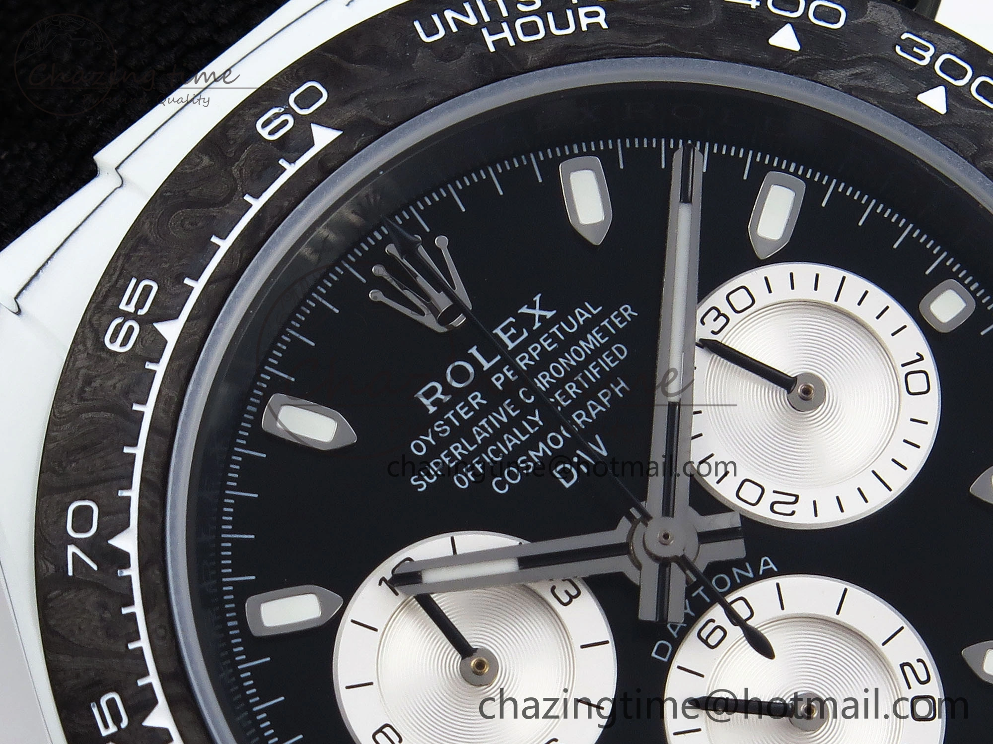 Daytona DIW White Carbon Case DIWF Edition Black White Dial on Black Nylon Strap A Seasonal 1843