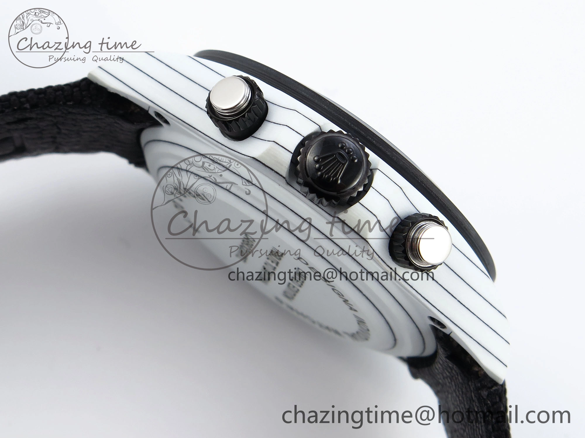 Daytona DIW White Carbon Case DIWF Edition Black White Dial on Black Nylon Strap A Seasonal 1843