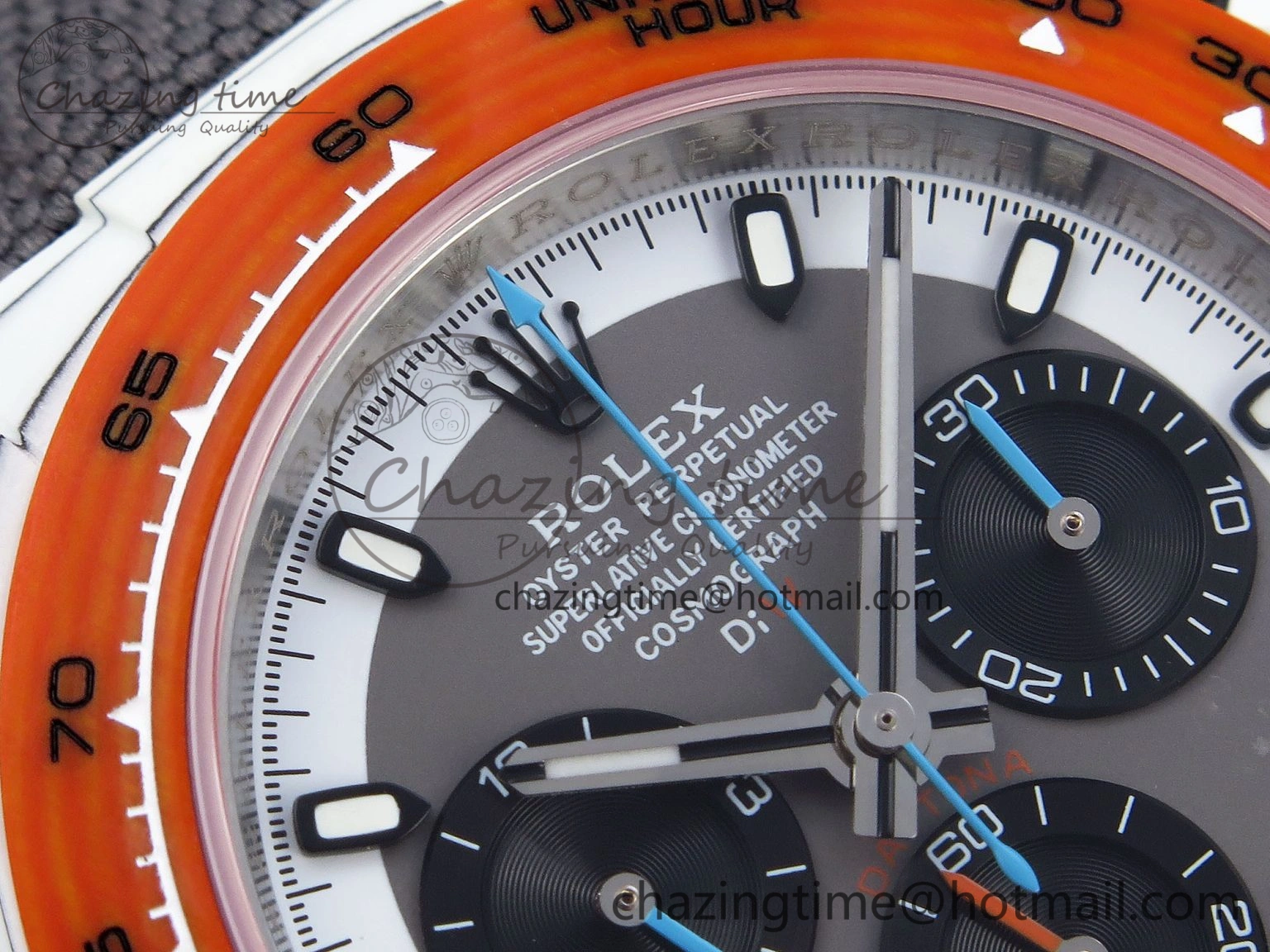 Daytona DIW White Carbon Case DIWF Edition Gray White Dial Orange Bezel on Gray Nylon Strap A EasyMatch 1844