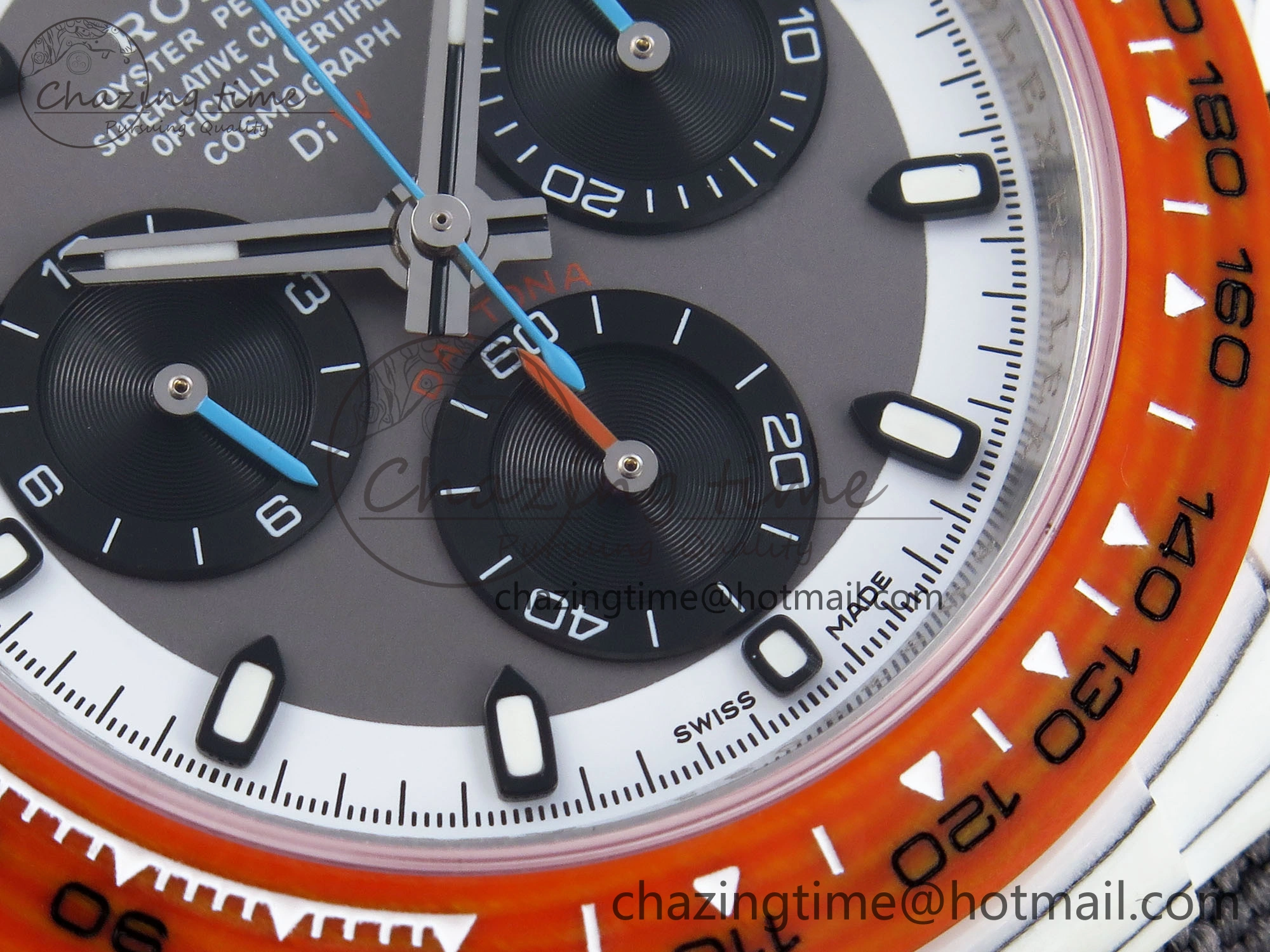 Daytona DIW White Carbon Case DIWF Edition Gray White Dial Orange Bezel on Gray Nylon Strap A EasyMatch 1844