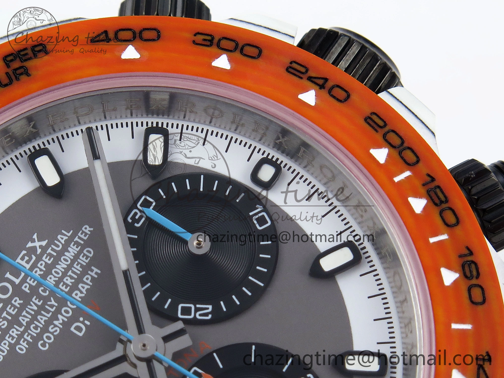 Daytona DIW White Carbon Case DIWF Edition Gray White Dial Orange Bezel on Gray Nylon Strap A EasyMatch 1844