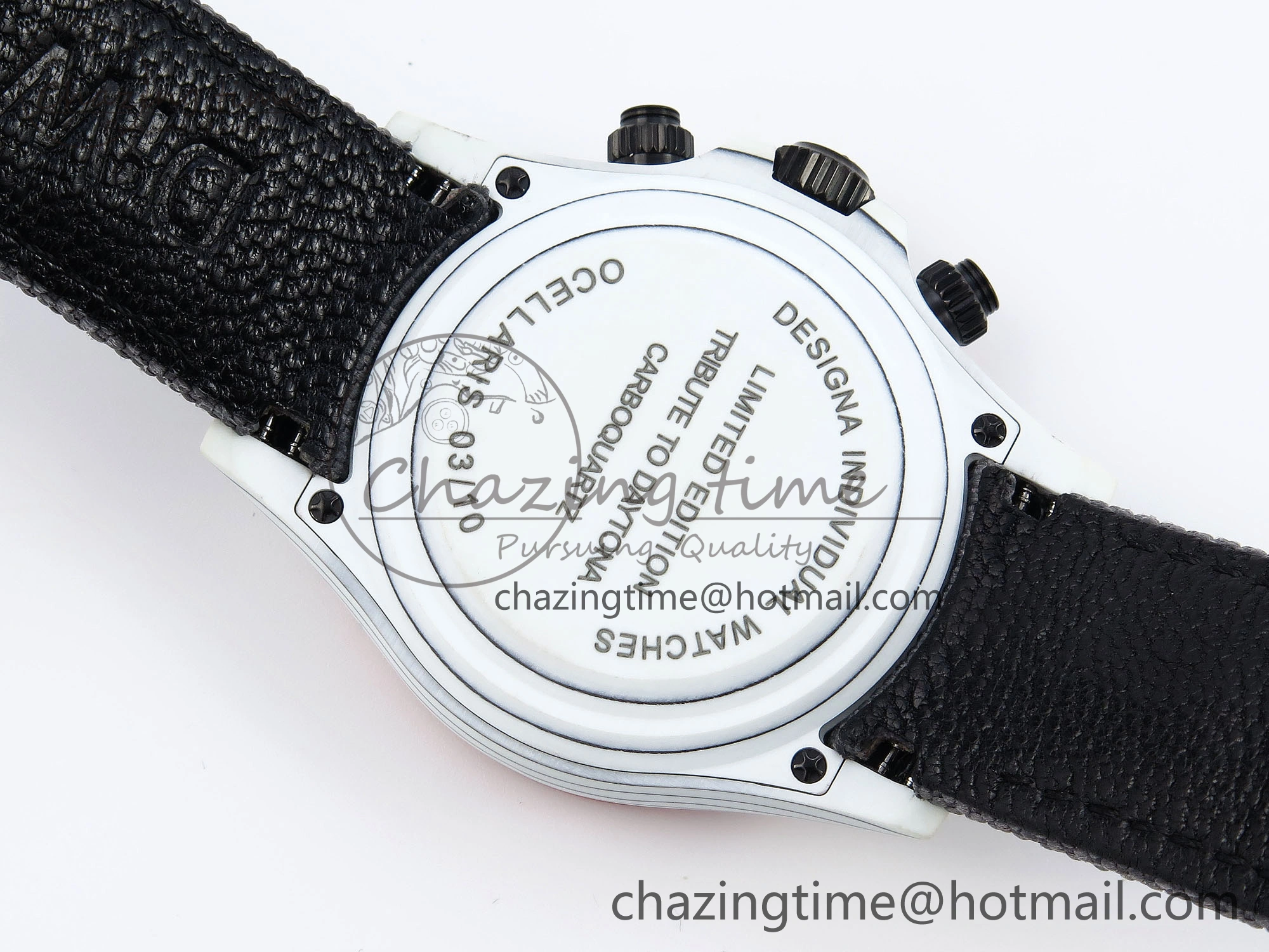 Daytona DIW White Carbon Case DIWF Edition Gray White Dial Orange Bezel on Gray Nylon Strap A EasyMatch 1844