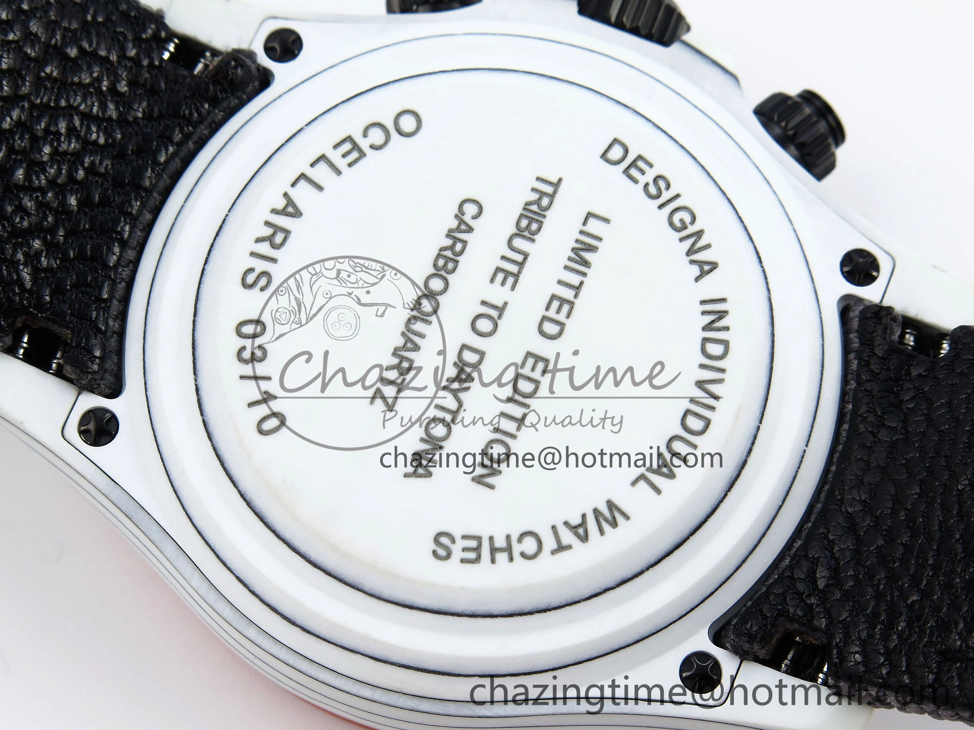 Daytona DIW White Carbon Case DIWF Edition Gray White Dial Orange Bezel on Gray Nylon Strap A EasyMatch 1844