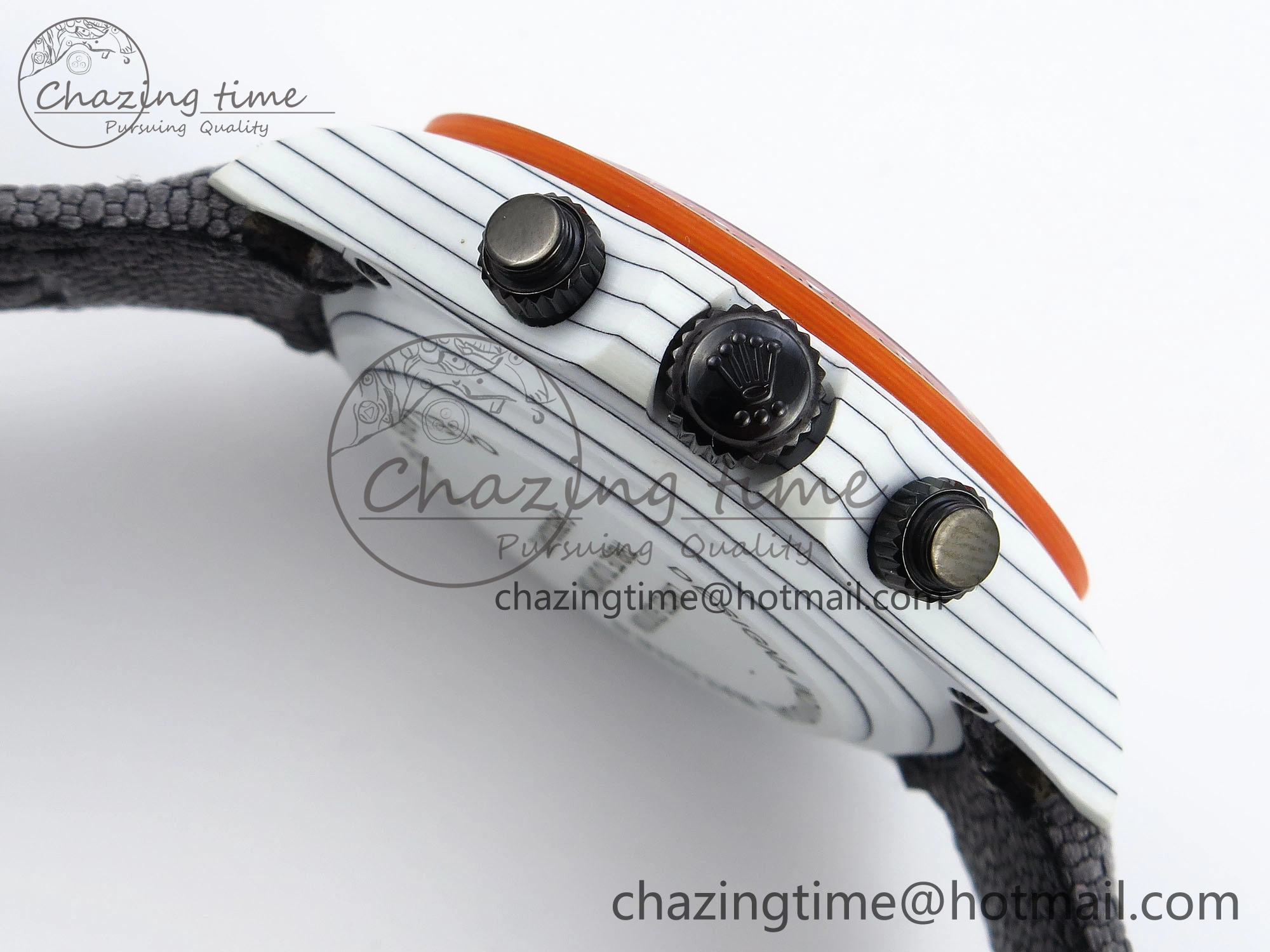 Daytona DIW White Carbon Case DIWF Edition Gray White Dial Orange Bezel on Gray Nylon Strap A EasyMatch 1844