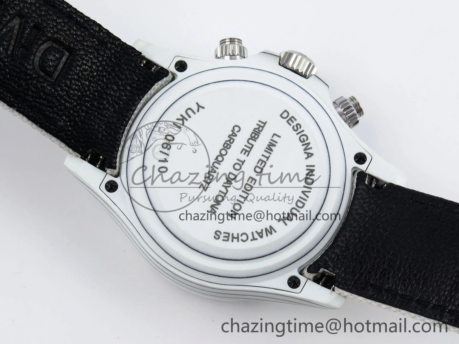 Daytona DIW White Carbon Case DIWF Edition White Dial Ceramic Bezel on White Nylon Strap A UrbanChic 1841