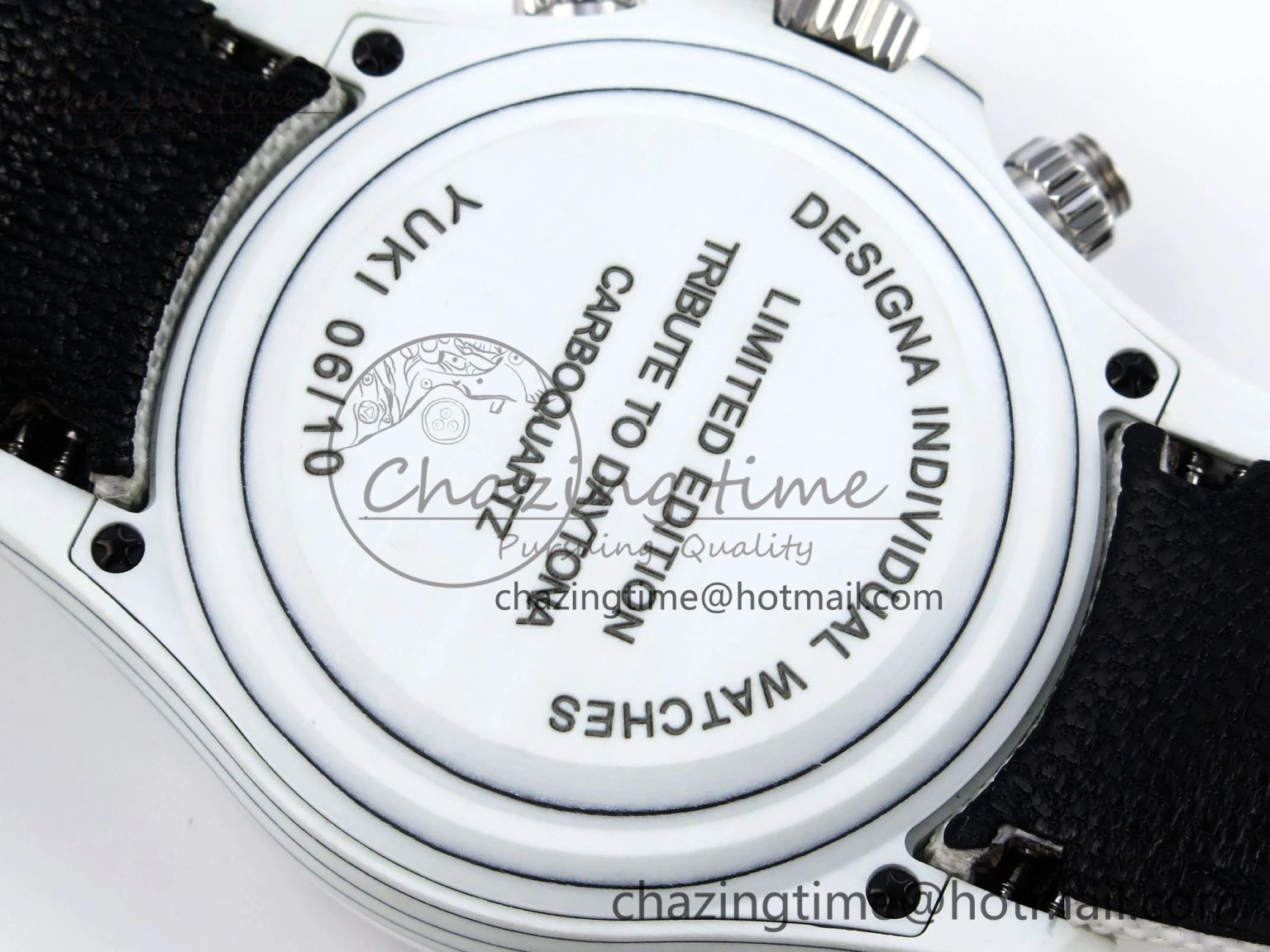 Daytona DIW White Carbon Case DIWF Edition White Dial Ceramic Bezel on White Nylon Strap A UrbanChic 1841