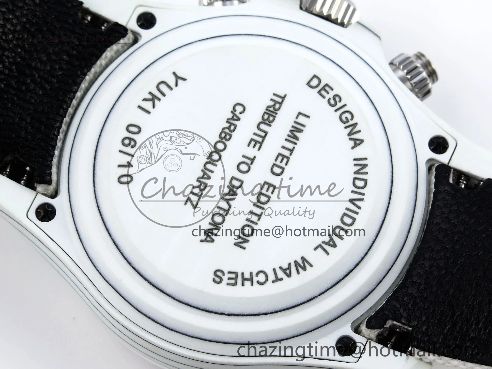 Daytona DIW White Carbon Case DIWF Edition White Dial Ceramic Bezel on White Nylon Strap A UrbanChic 1841