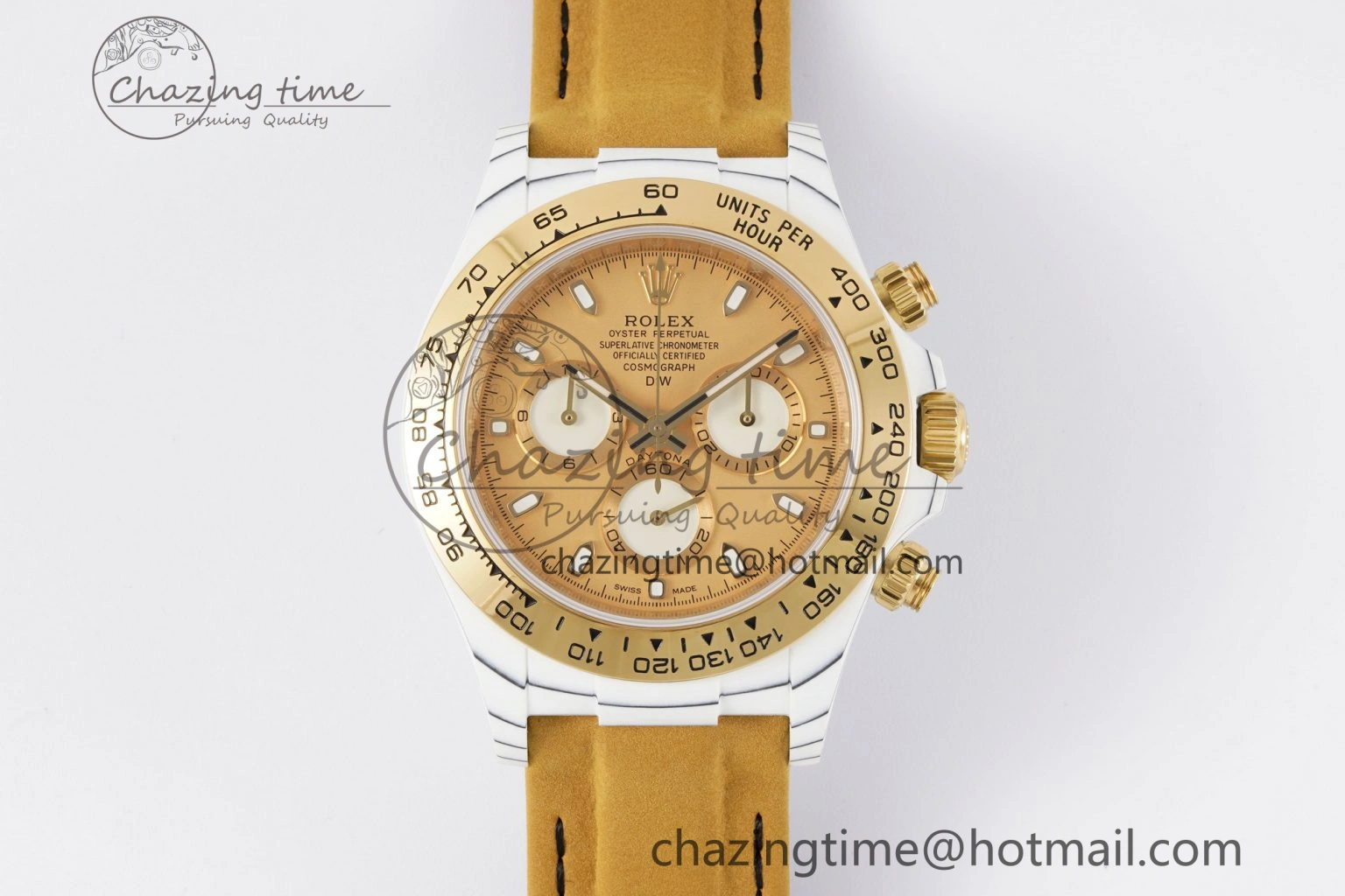 Colorful Daytona DIW White Carbon Case YG Bezel DIWF Edition YG Dial on Brown Leather Strap A 2001