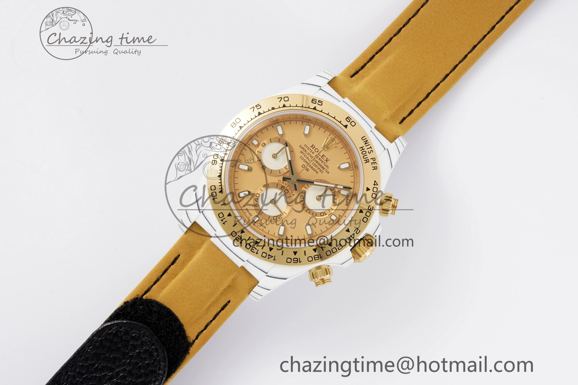 Colorful Daytona DIW White Carbon Case YG Bezel DIWF Edition YG Dial on Brown Leather Strap A 2001