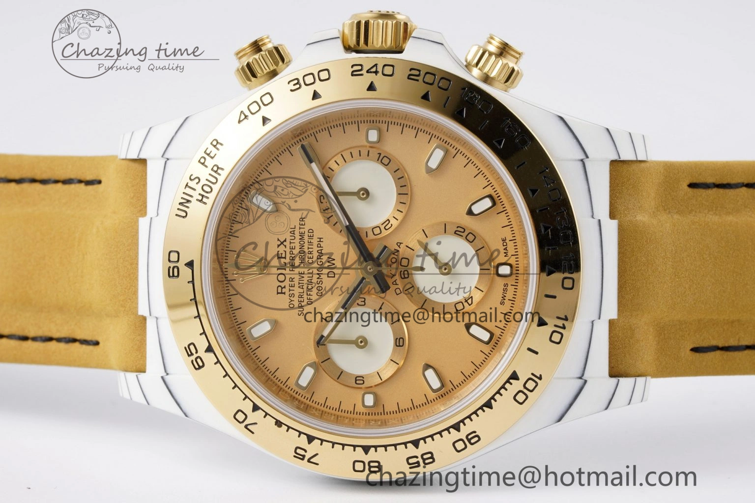 Colorful Daytona DIW White Carbon Case YG Bezel DIWF Edition YG Dial on Brown Leather Strap A 2001