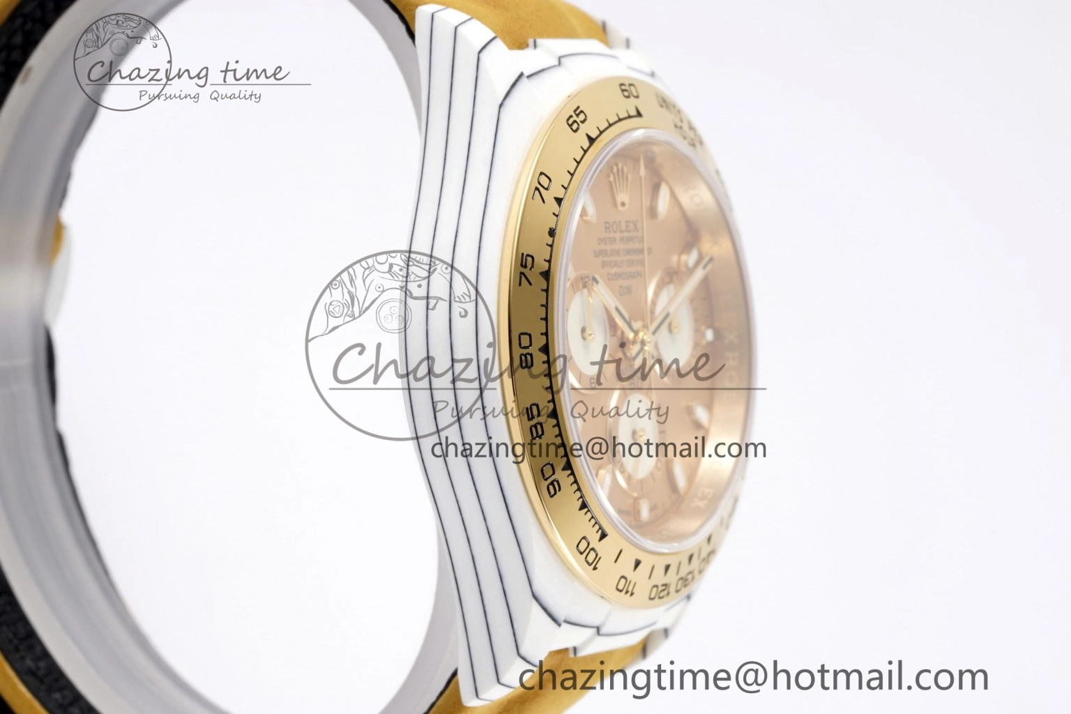 Colorful Daytona DIW White Carbon Case YG Bezel DIWF Edition YG Dial on Brown Leather Strap A 2001