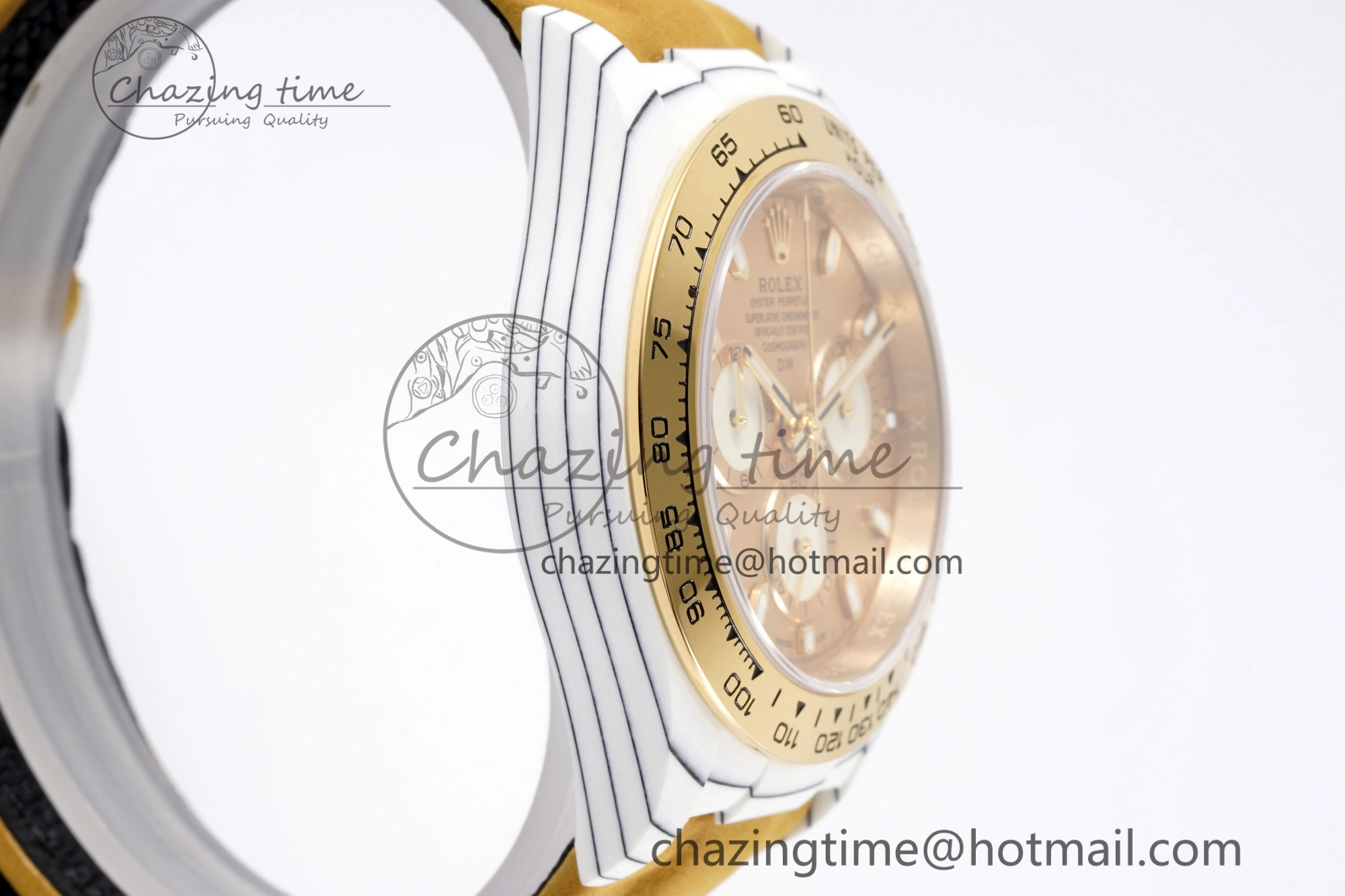 Colorful Daytona DIW White Carbon Case YG Bezel DIWF Edition YG Dial on Brown Leather Strap A 2001