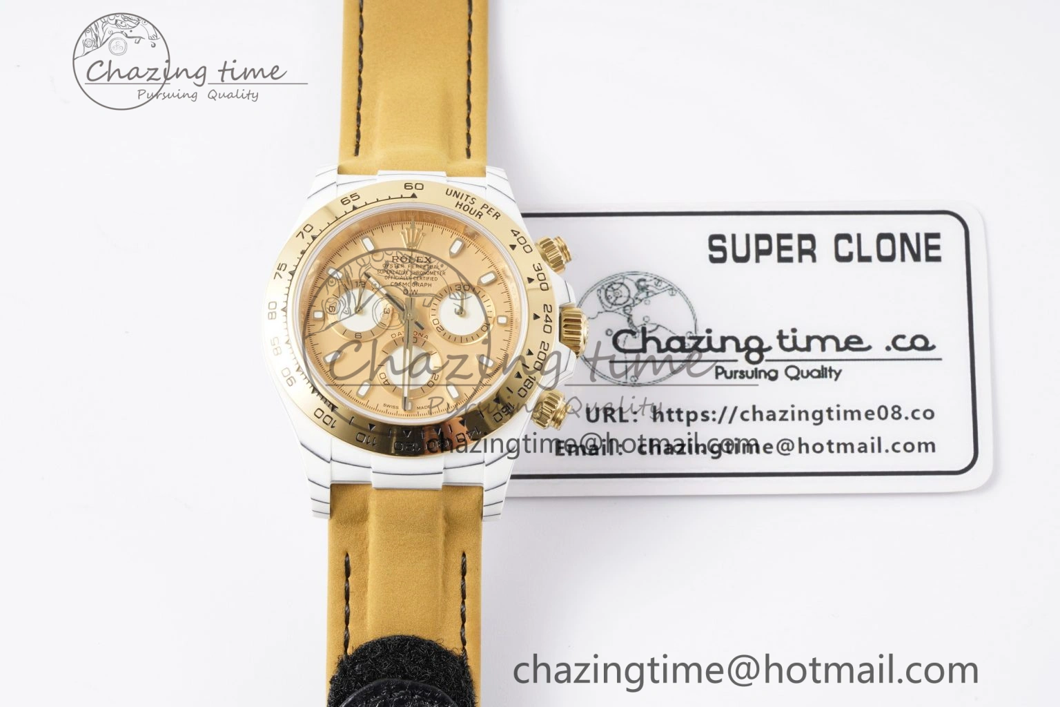 Colorful Daytona DIW White Carbon Case YG Bezel DIWF Edition YG Dial on Brown Leather Strap A 2001