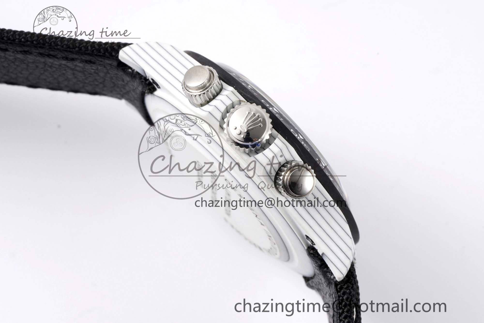 Upgraded Daytona DIW White Carbon Case and Bezel Noob Best Edition White Black Dial on Black Nylon Strap SA 1971