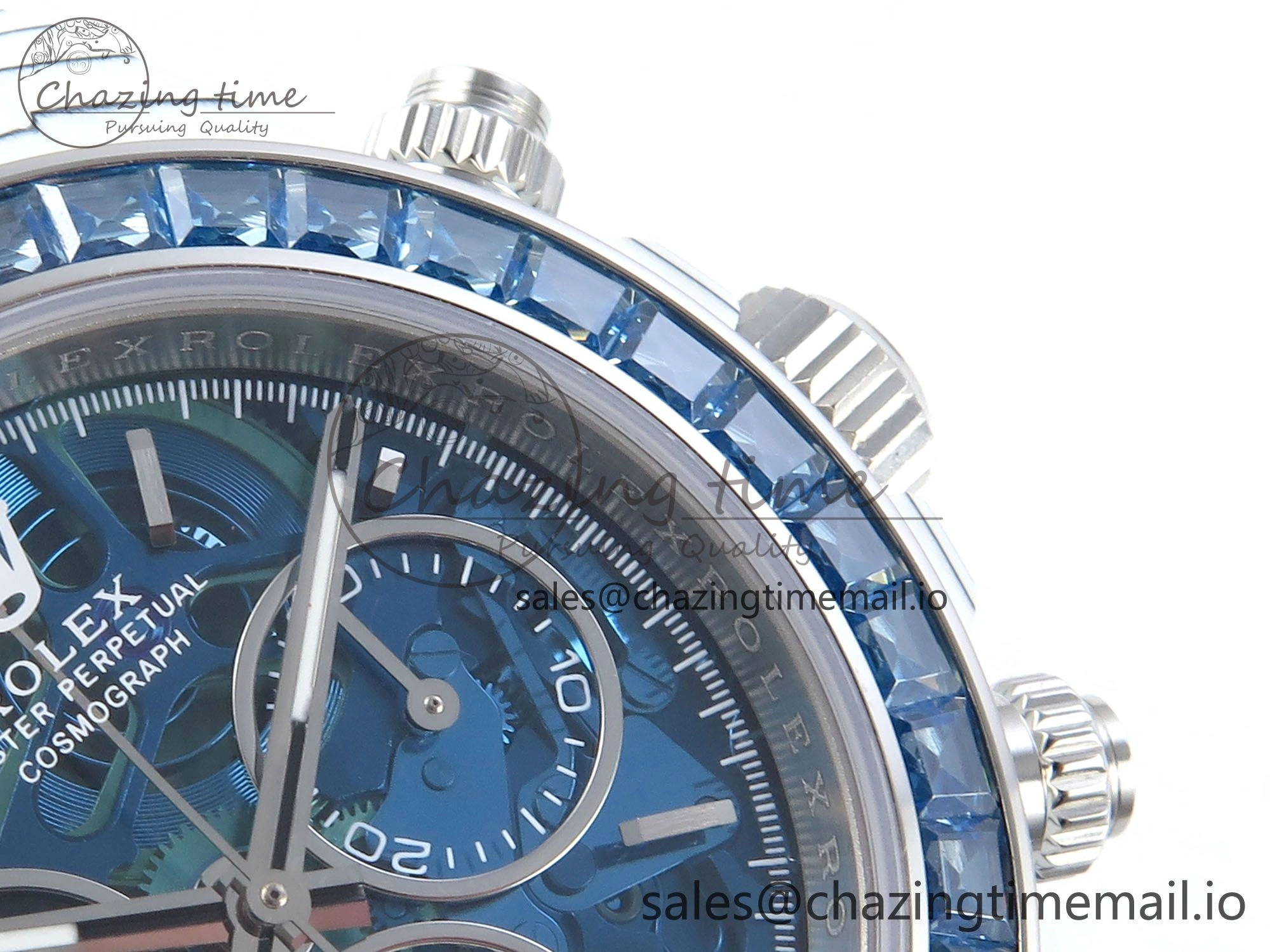 Stretchable Daytona DIW White Carbon DIWF Best Edition Skeleton Dial on Blue Nylon Strap DD 460