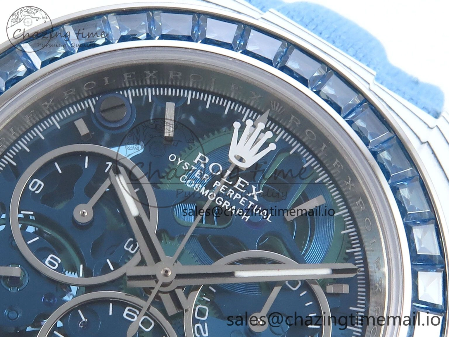 Stretchable Daytona DIW White Carbon DIWF Best Edition Skeleton Dial on Blue Nylon Strap DD 460