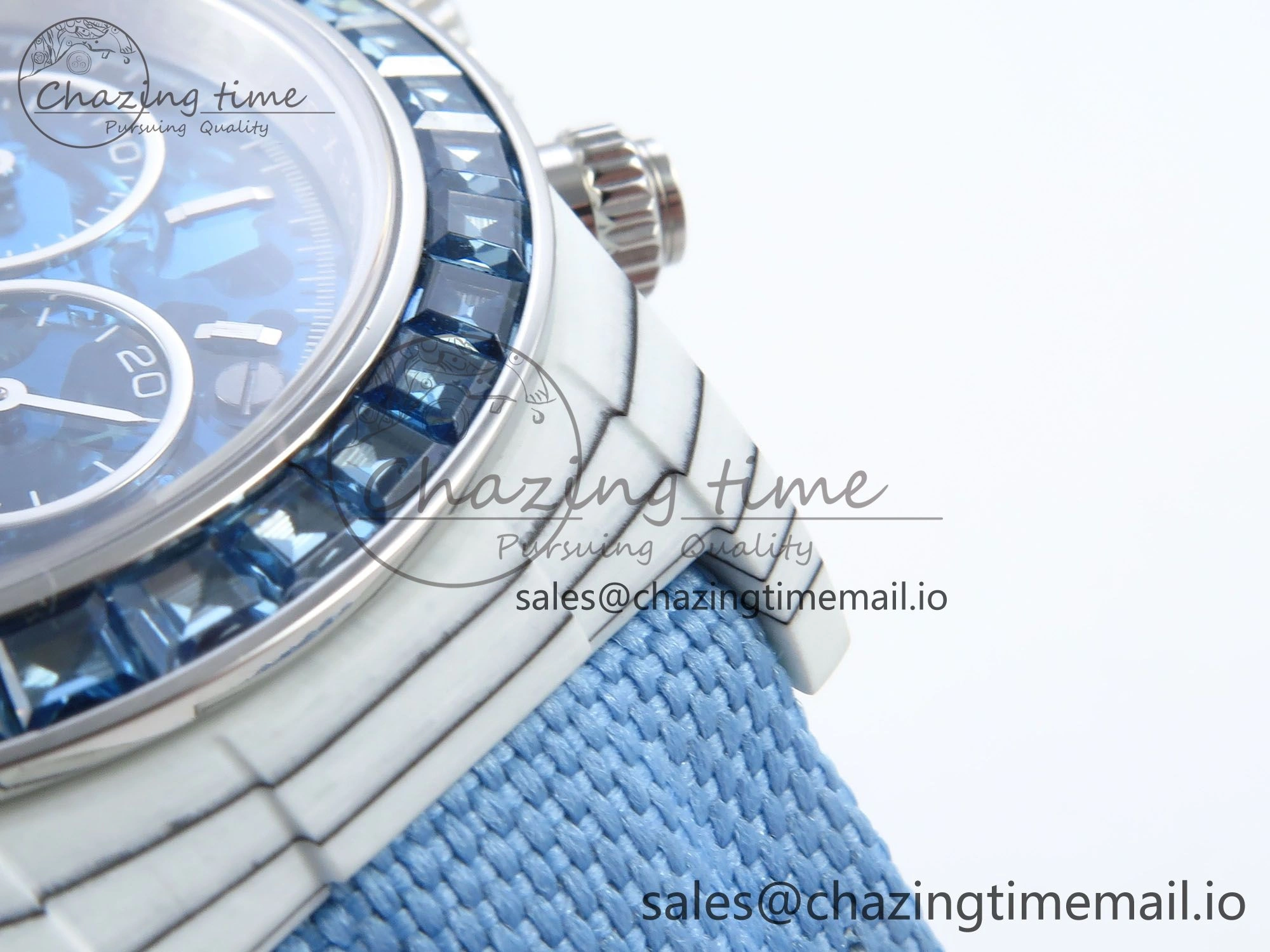 Stretchable Daytona DIW White Carbon DIWF Best Edition Skeleton Dial on Blue Nylon Strap DD 460
