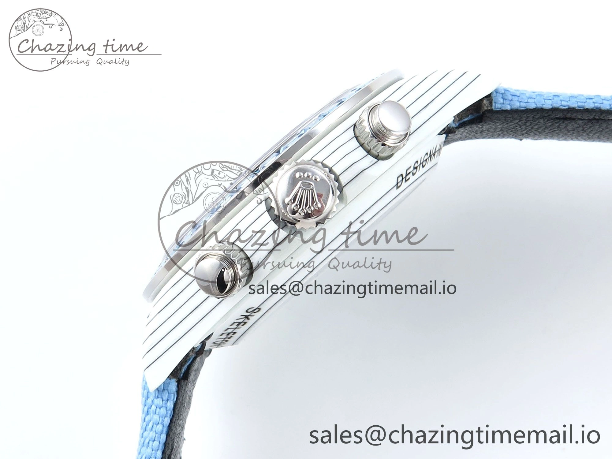 Stretchable Daytona DIW White Carbon DIWF Best Edition Skeleton Dial on Blue Nylon Strap DD 460