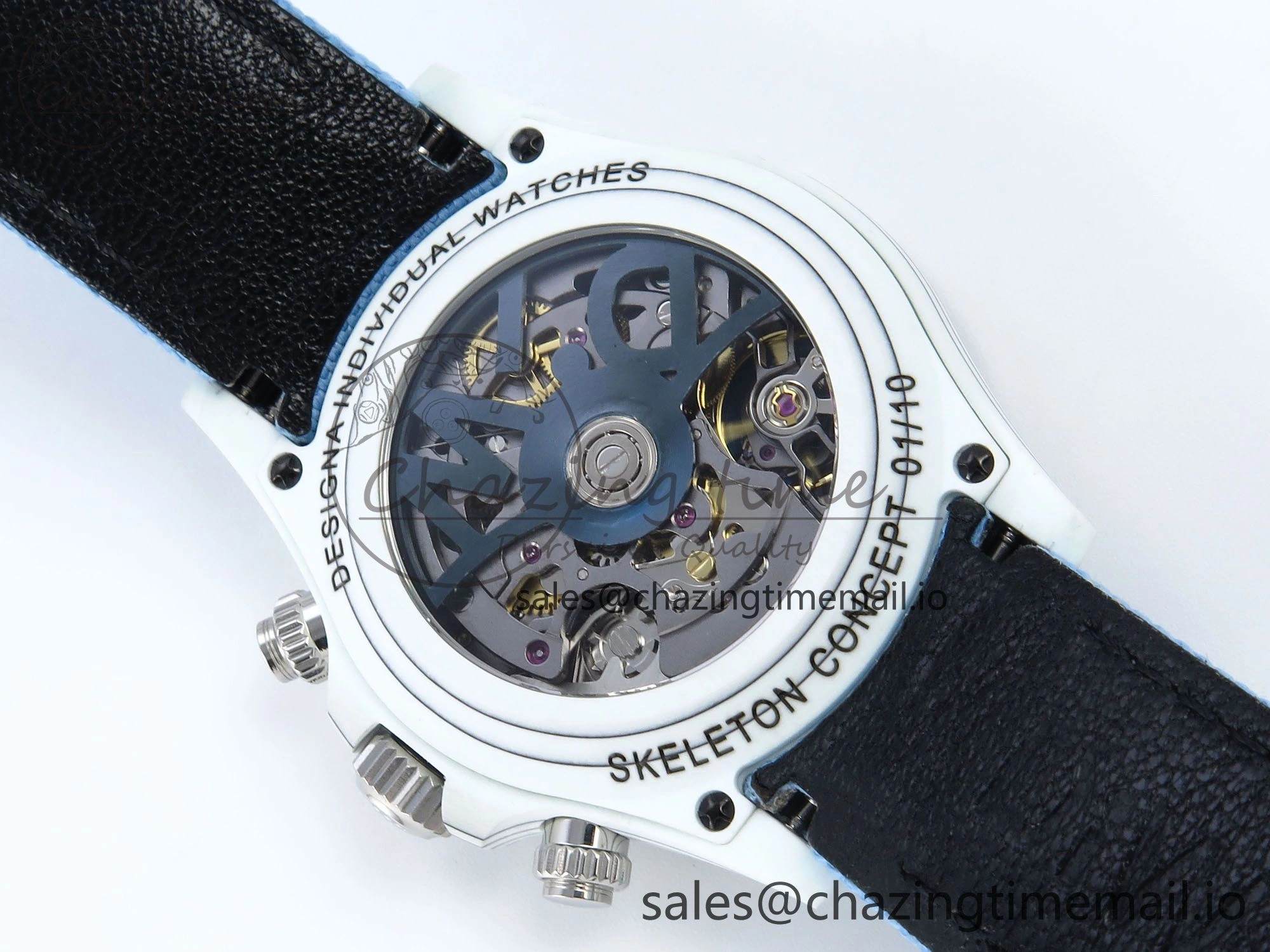 Stretchable Daytona DIW White Carbon DIWF Best Edition Skeleton Dial on Blue Nylon Strap DD 460