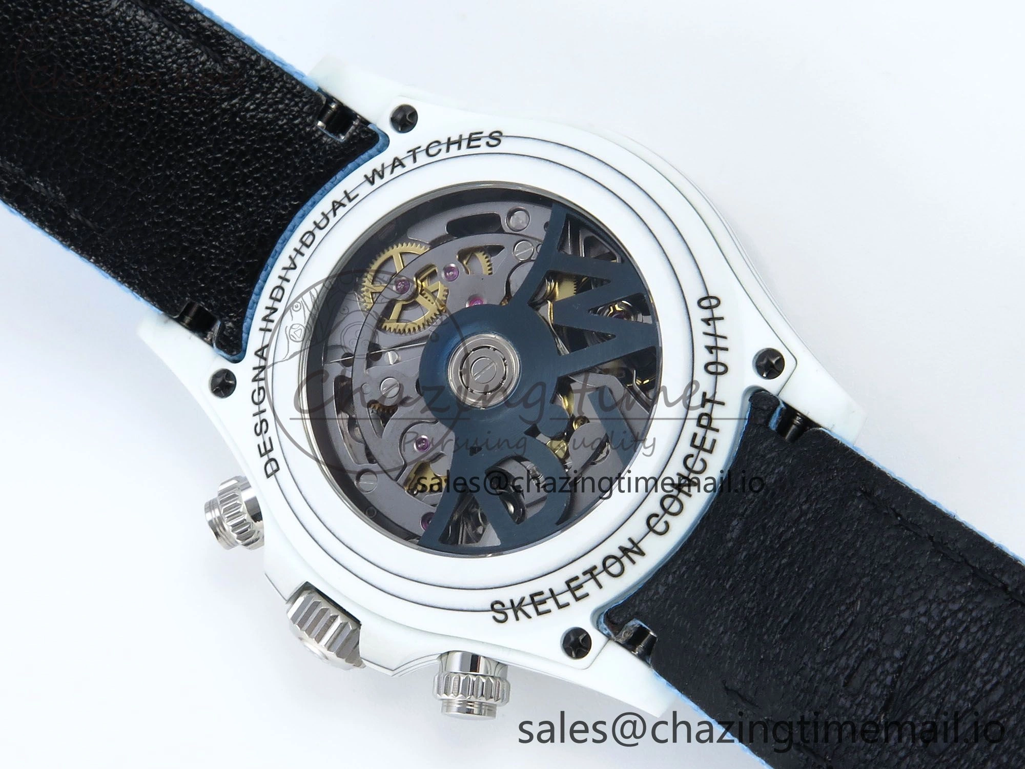 Stretchable Daytona DIW White Carbon DIWF Best Edition Skeleton Dial on Blue Nylon Strap DD 460
