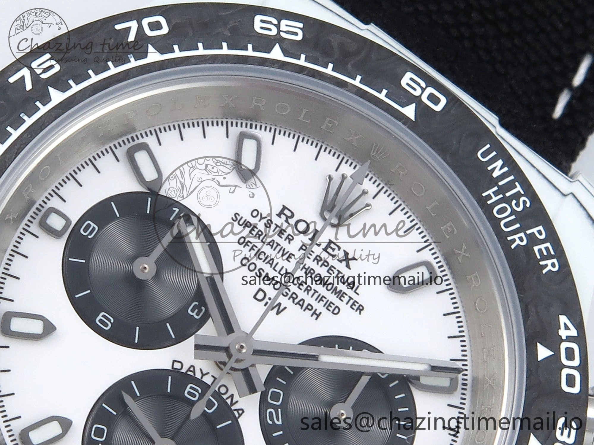 Sporty Daytona DIW White Carbon DIWF Best Edition White Black Dial on Black Nylon Strap DD 495