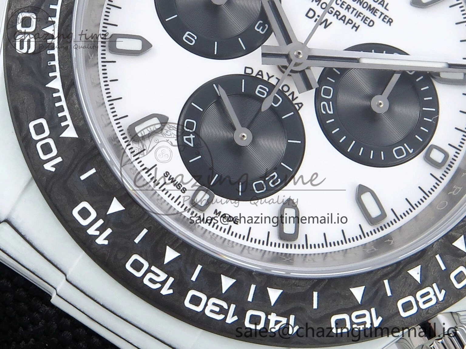 Sporty Daytona DIW White Carbon DIWF Best Edition White Black Dial on Black Nylon Strap DD 495