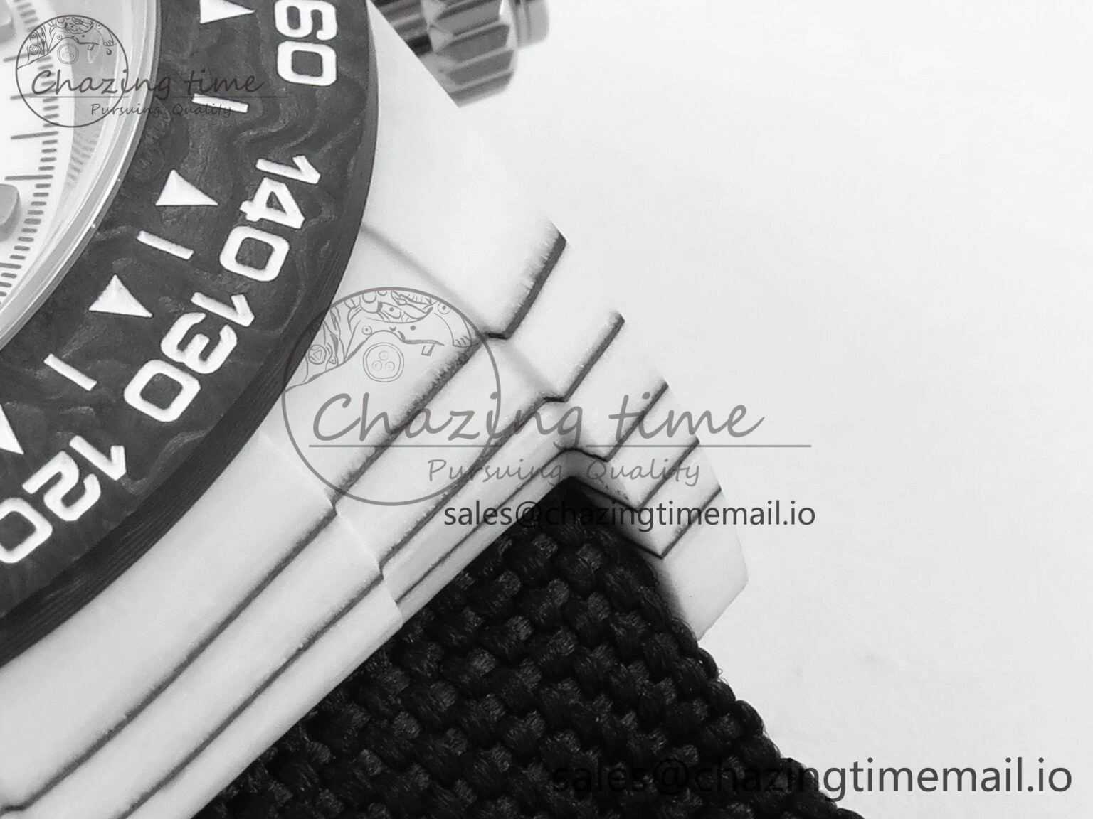 Sporty Daytona DIW White Carbon DIWF Best Edition White Black Dial on Black Nylon Strap DD 495