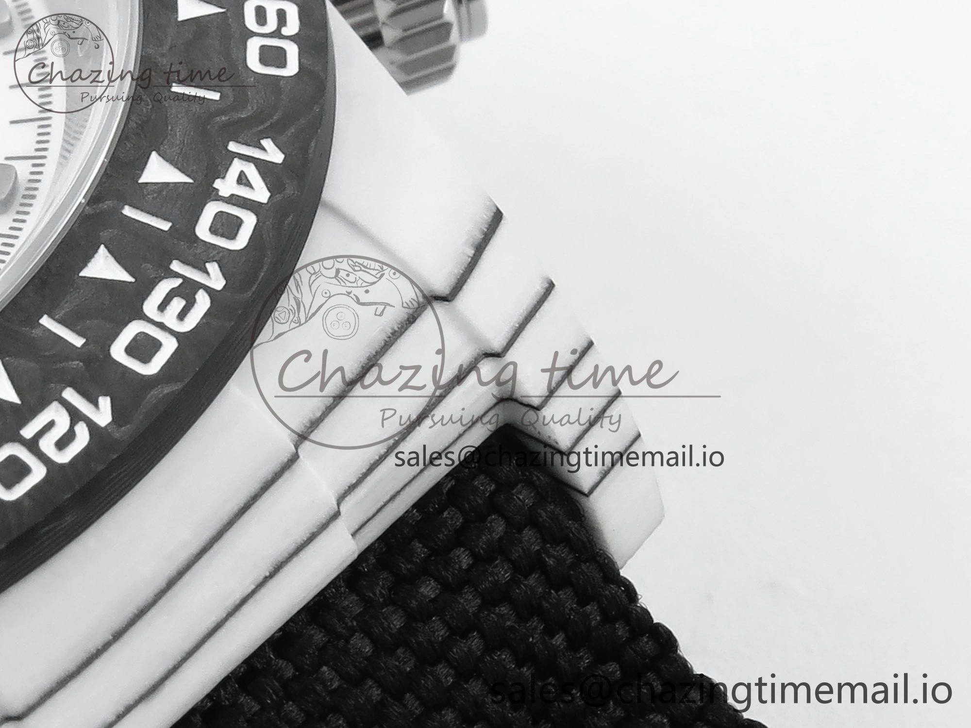 Sporty Daytona DIW White Carbon DIWF Best Edition White Black Dial on Black Nylon Strap DD 495