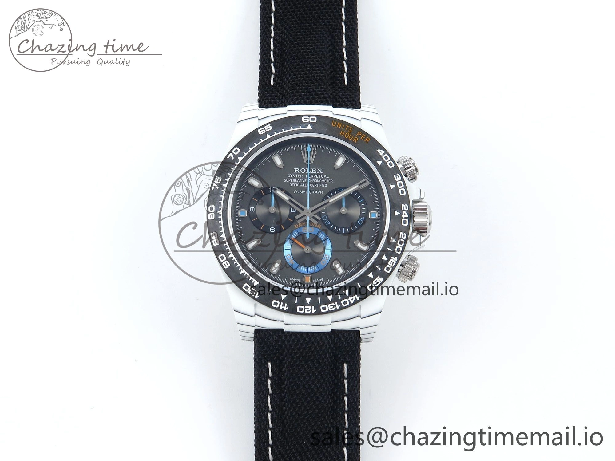 Daytona DIW White Carbon GETF Best Edition Gray Dial Carbon Bezel on SS Bracelet A WaterResistant 370